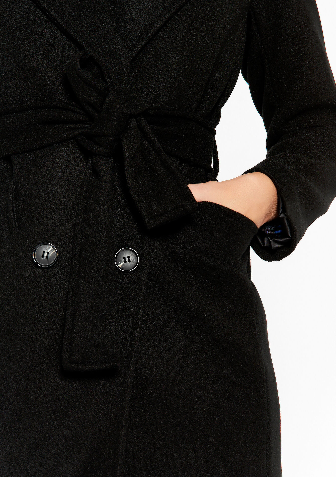 Manteau long en laine - BLACK BEAUTY - 23000628_2600