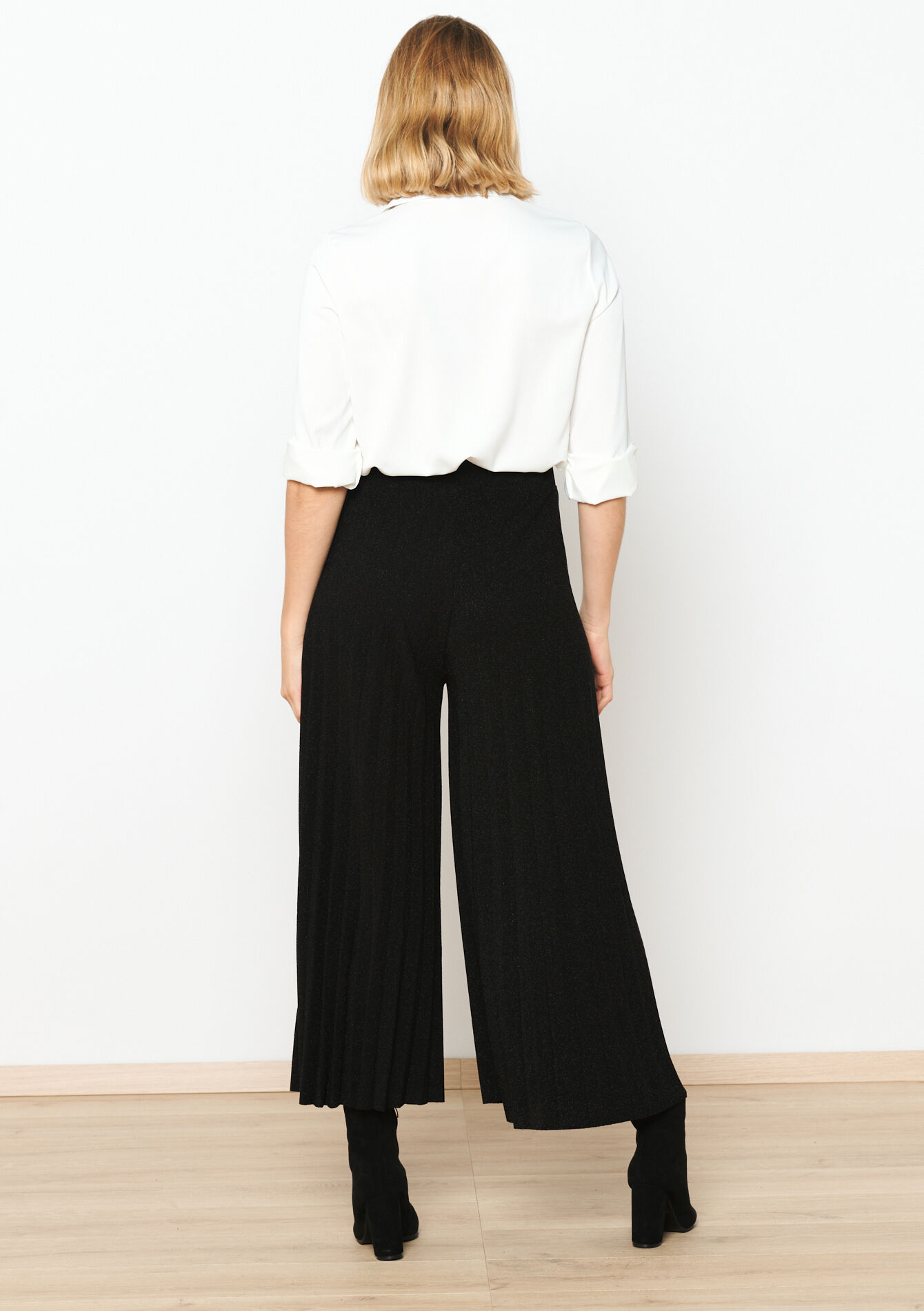 Wide pleated trousers, Wide pleated trousers - BLACK - 1092910