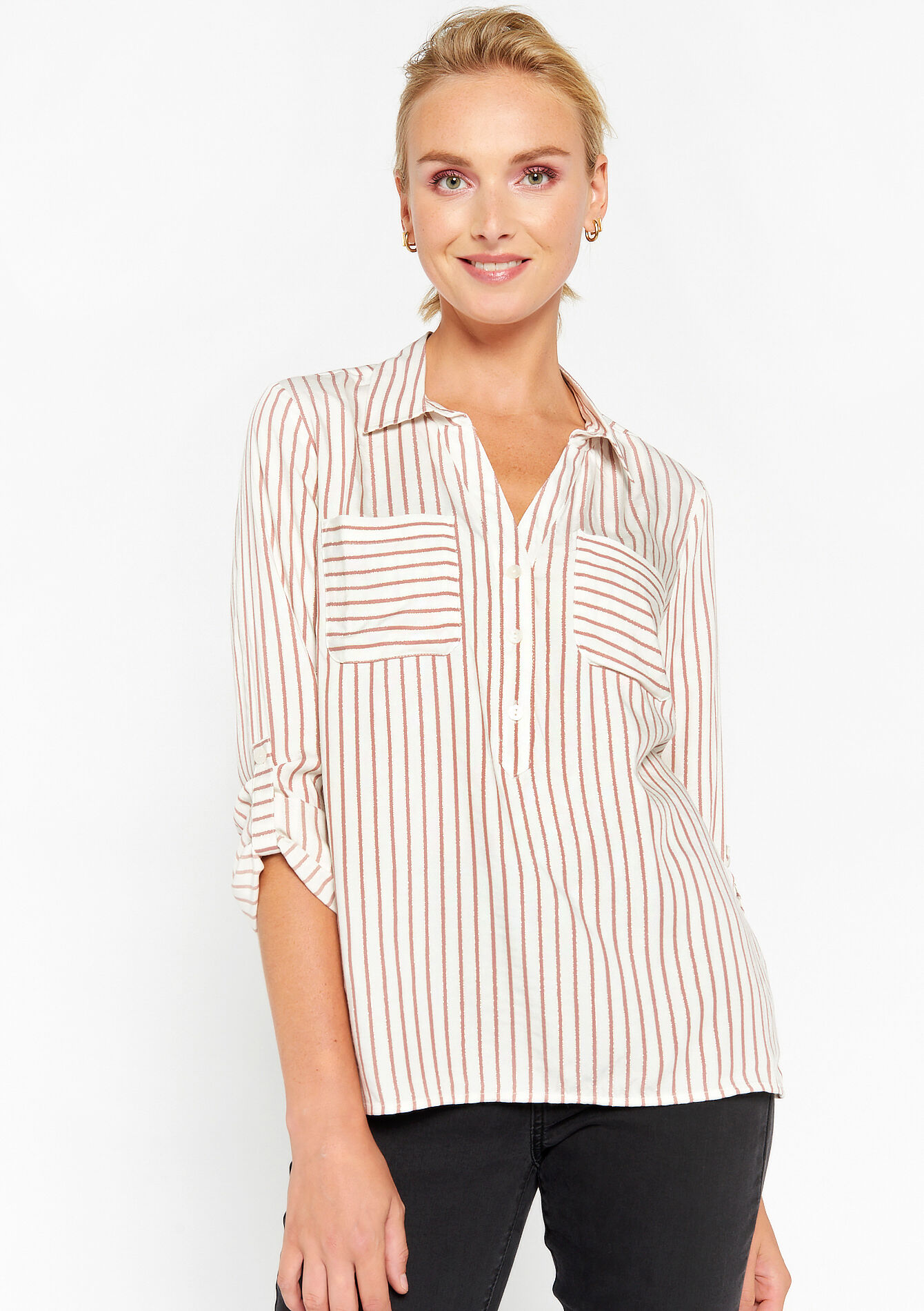 Gestreept hemd , Gestreept hemd - COSMETIC PINK - 05702264_5733