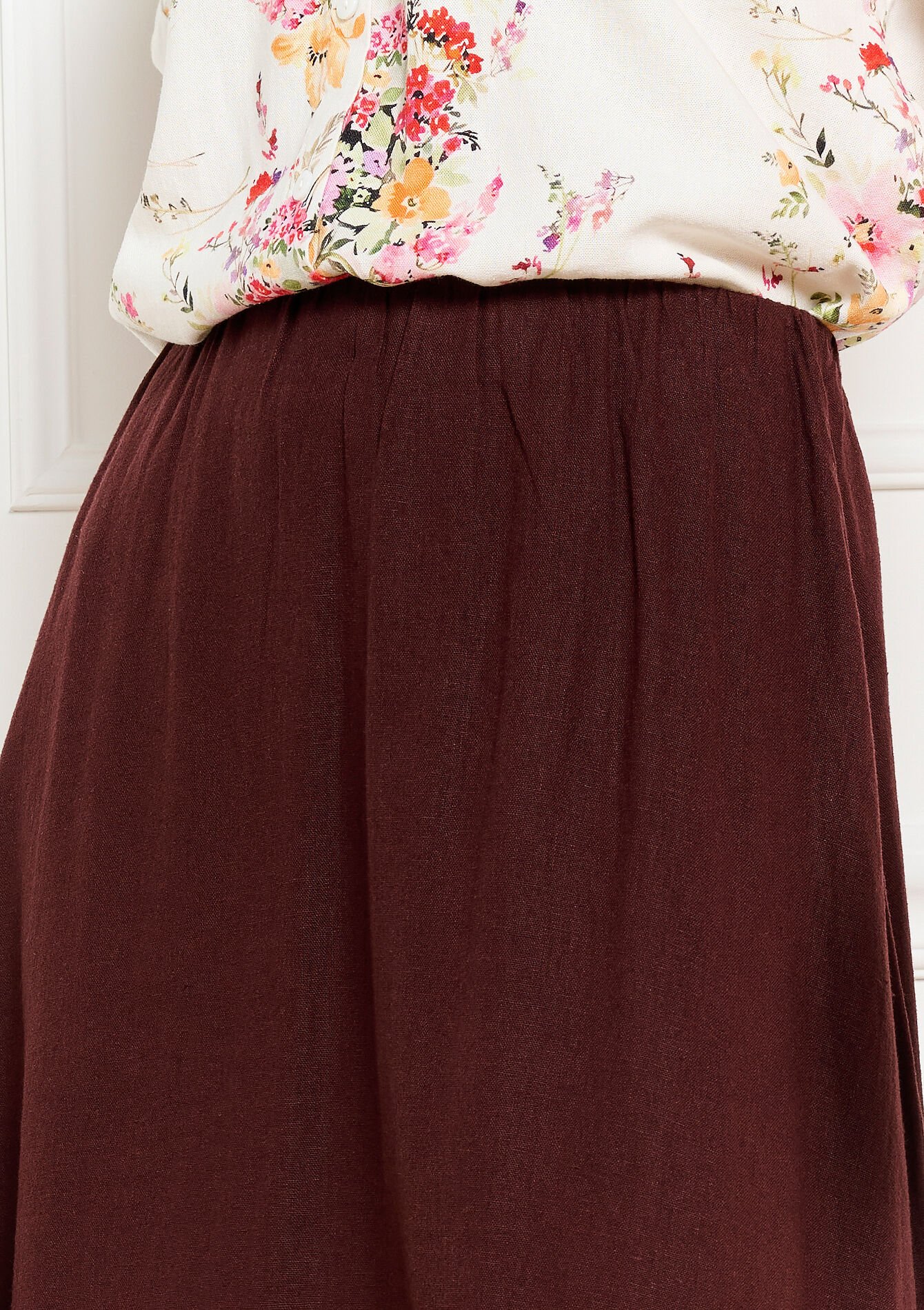 Midi rok met volume - BROWN DARK CHOCOLATE - 07101429_3720