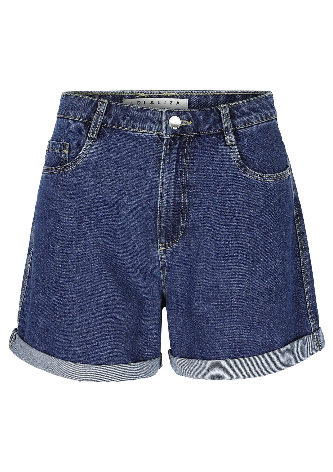 Denim short met hoge taille, Denim short met hoge taille - MEDIUM BLUE - 22000570_0500