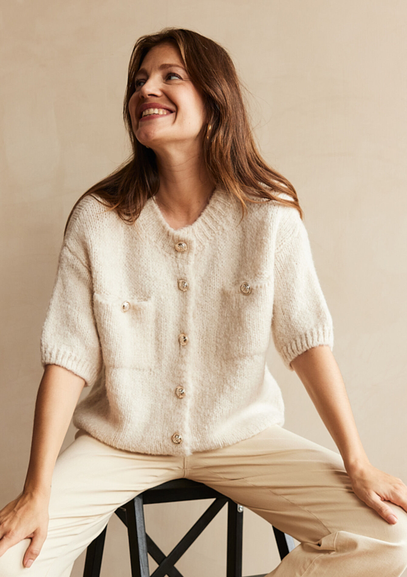 Cardigan avec boutons fantaisie - VANILLA WHITE - 04101191_1013