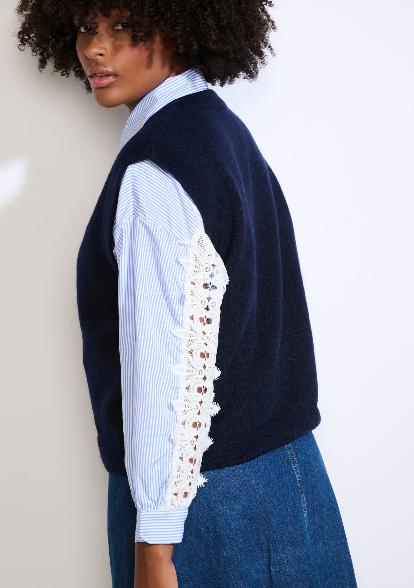 Sleeveless knit vest, Sleeveless knit vest - BEIGE CHINE - 04006912