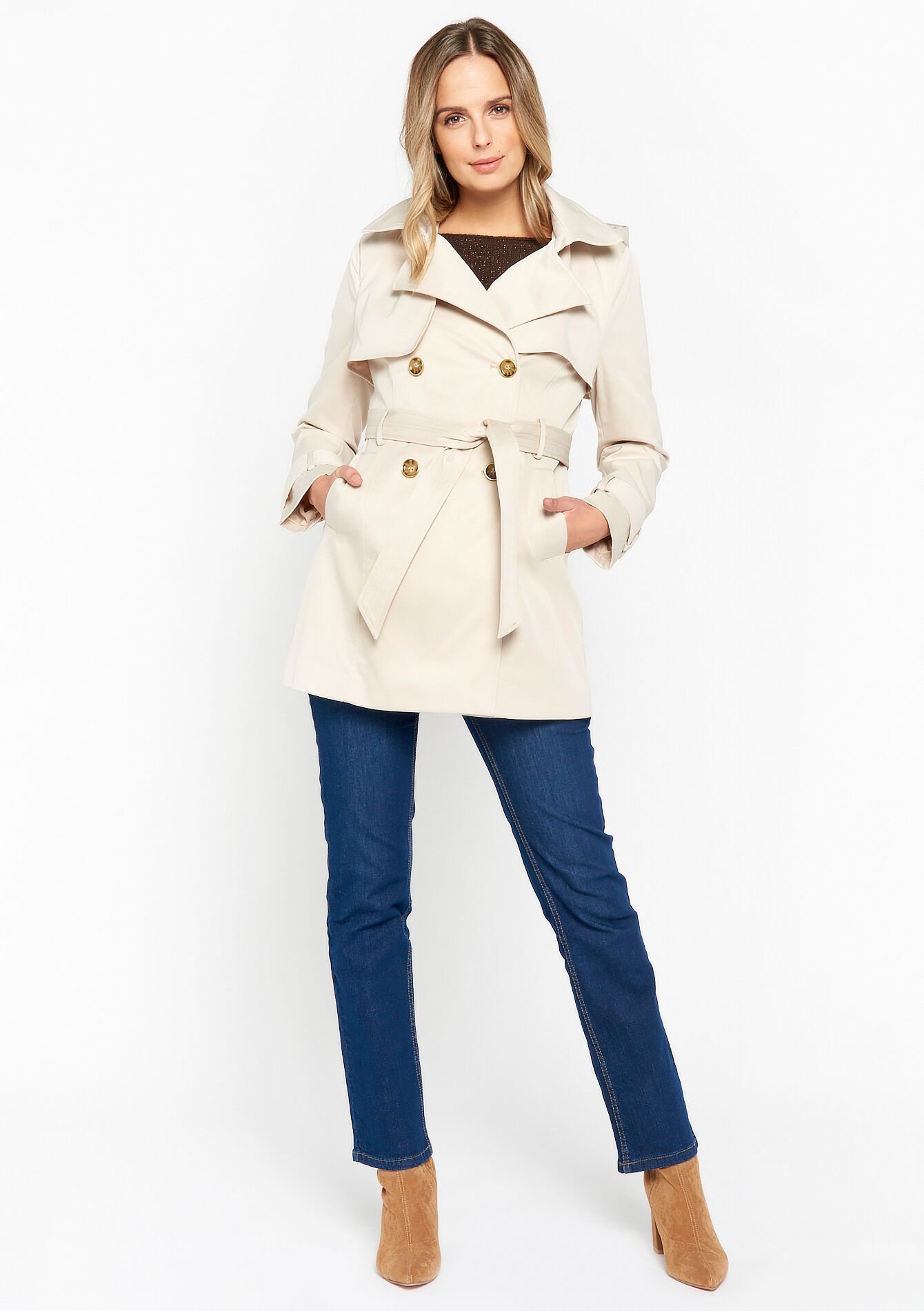 Trenchcoat met capuchon - LT BEIGE - 23000533_2527
