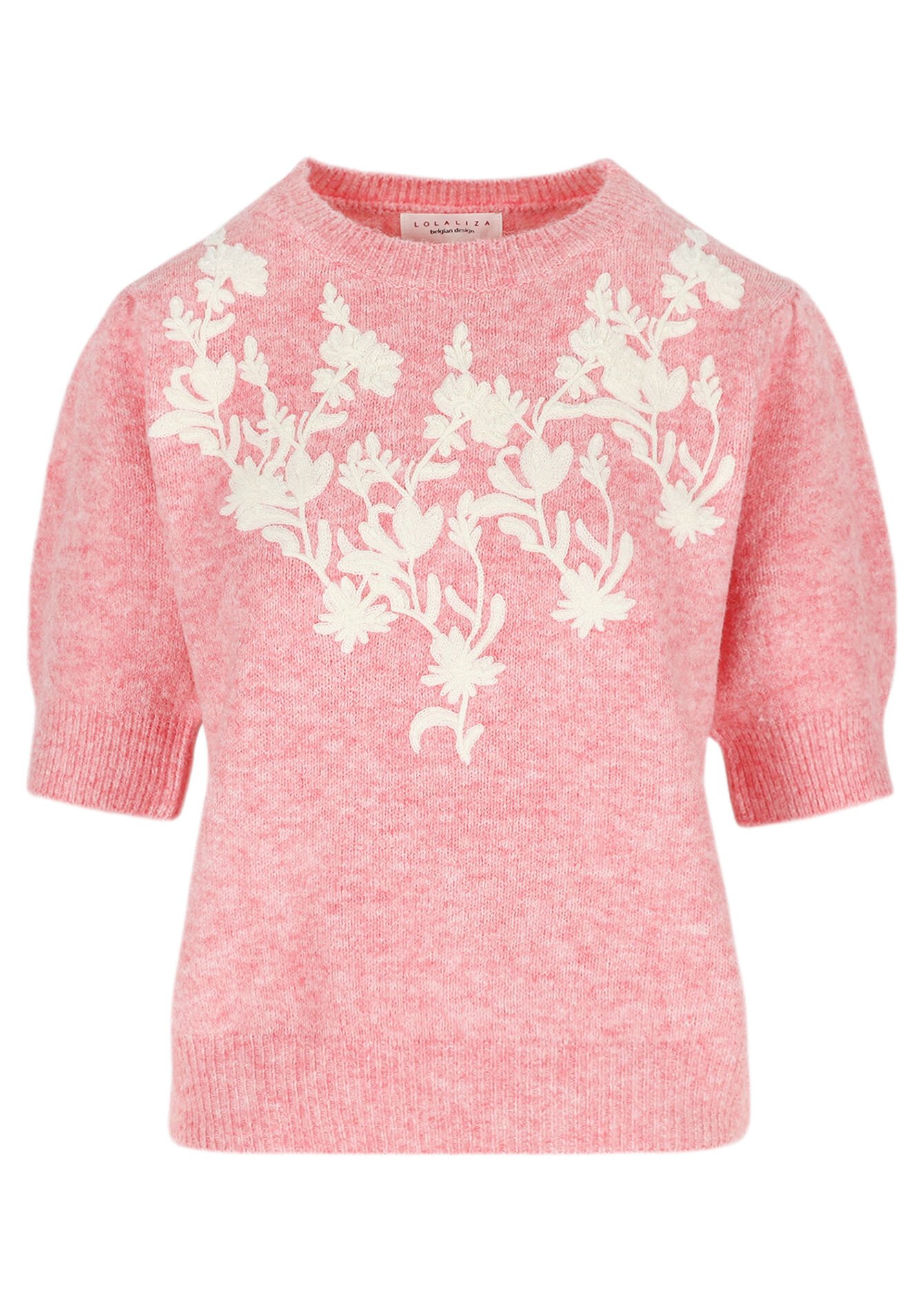 Floral embroidered sweater, Floral embroidered sweater - LIGHT PINK - 04006842_1303