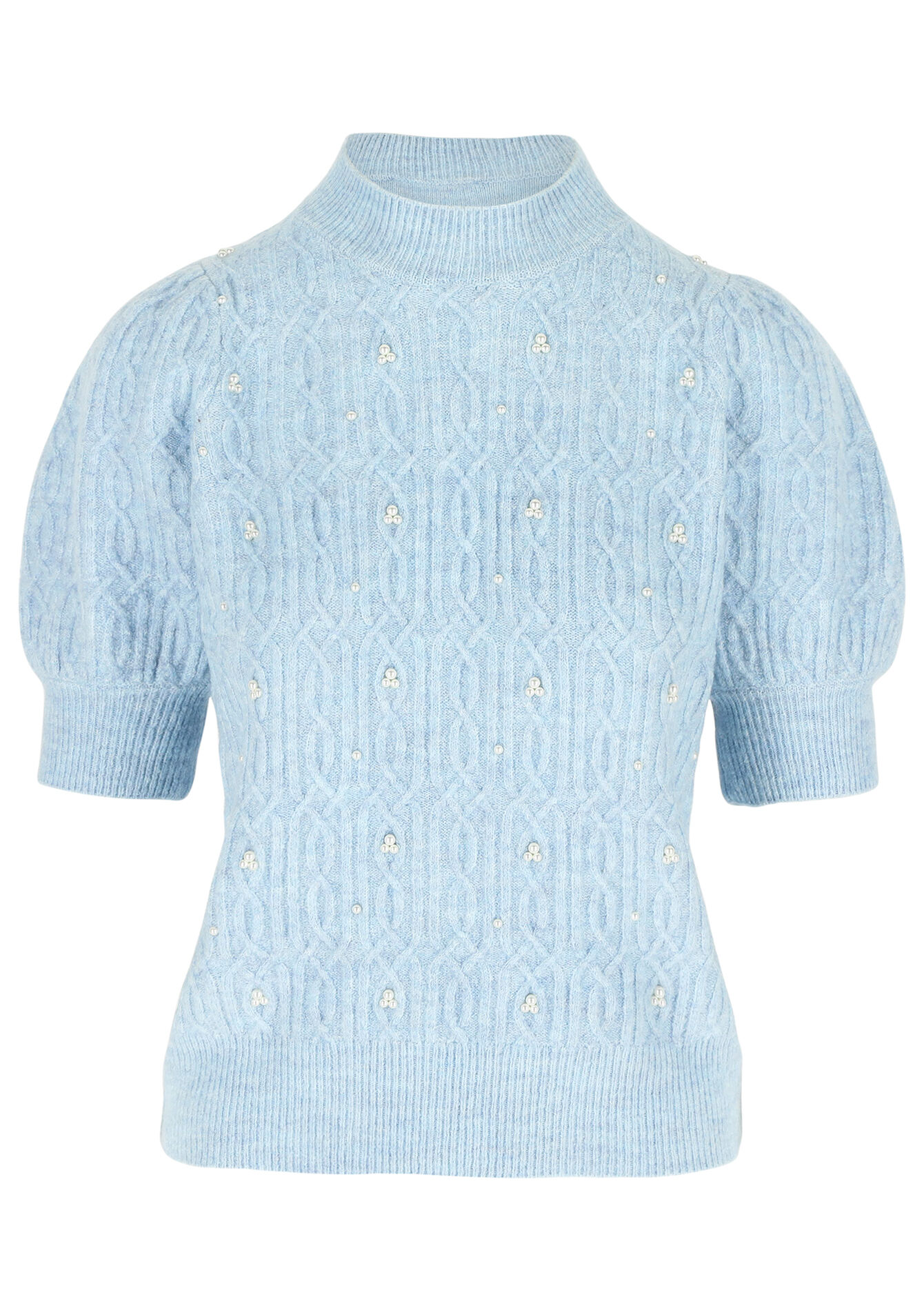 Pullover à manches bouffantes - BLUE PASTEL - 04006539_3003