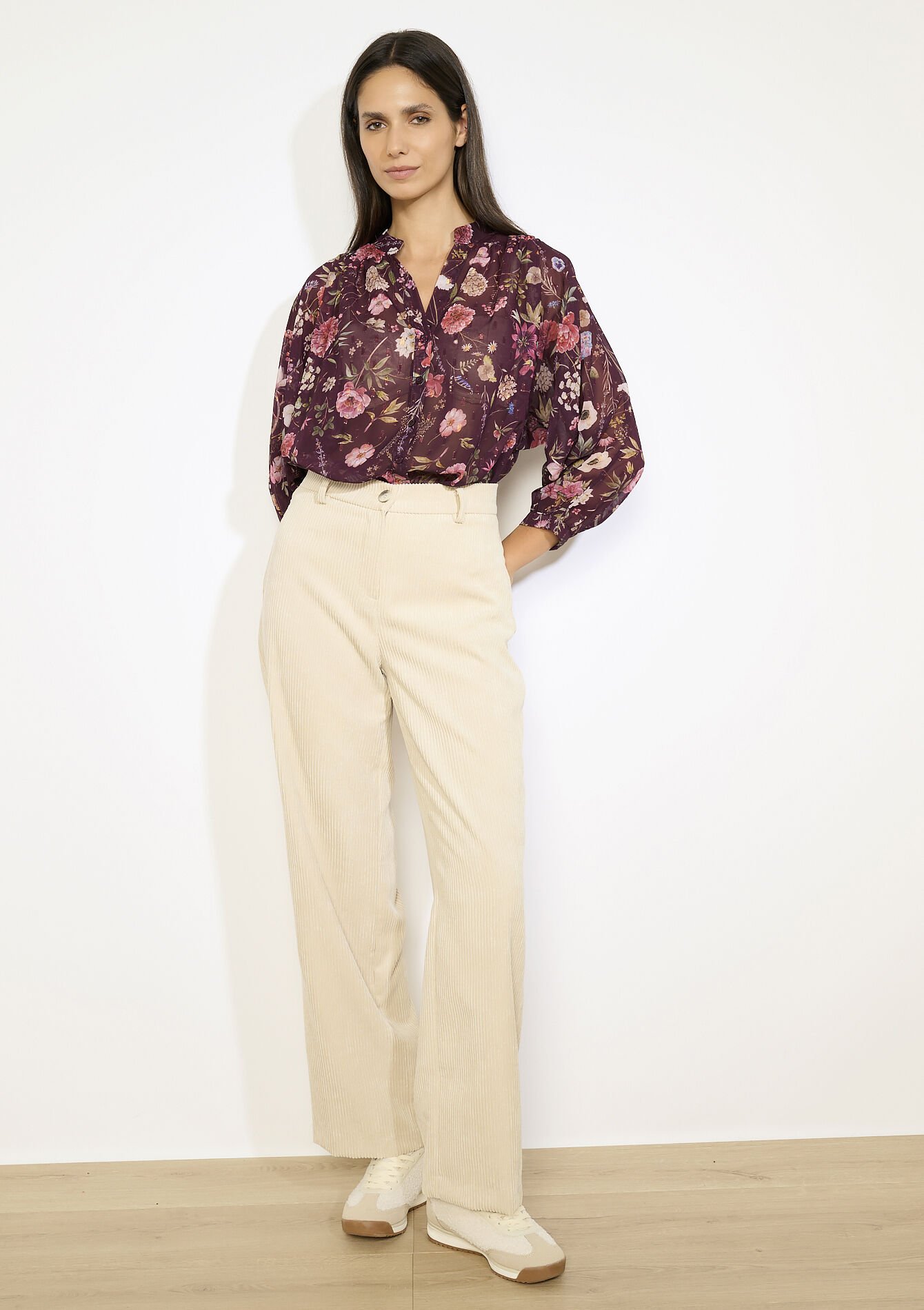 Blouse à fleurs vaporeuse, Blouse à fleurs vaporeuse - BORDEAUX WINE - 05702942_5514