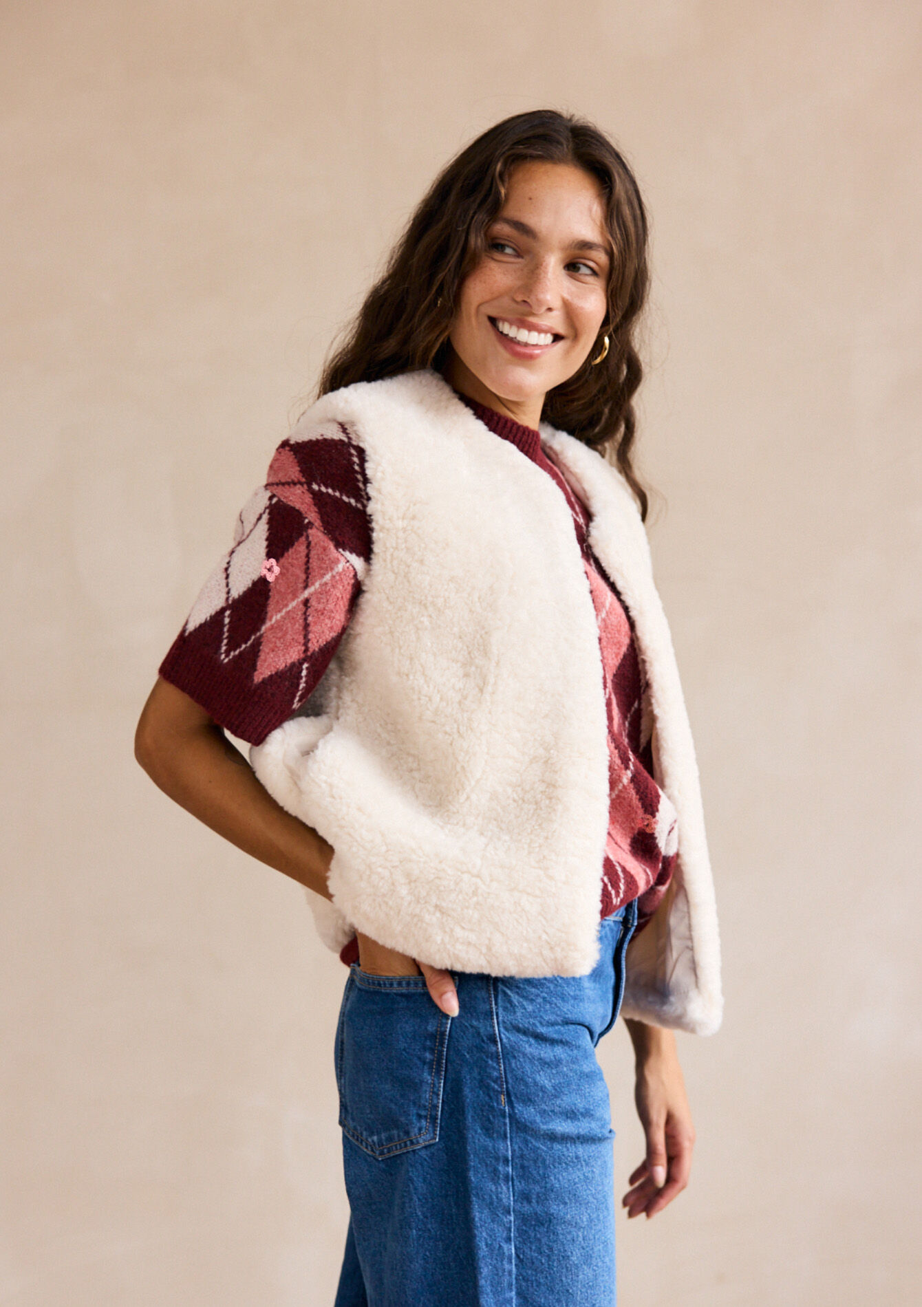 Gilet sans manches bouclette, Gilet sans manches bouclette - OFFWHITE - 09001471_1001