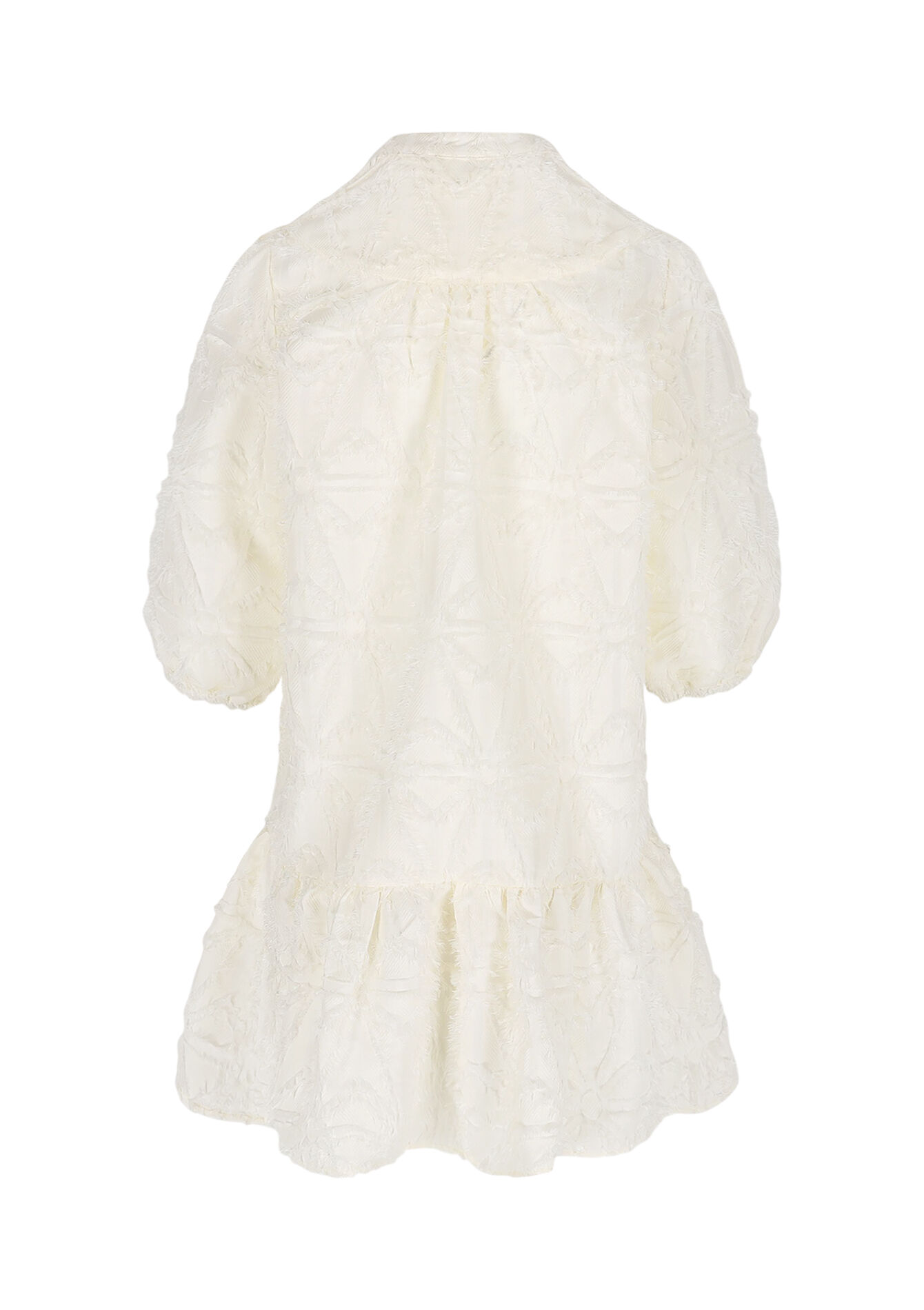Robe en jacquard à manches bouffantes - VANILLA WHITE - 08104160_1013