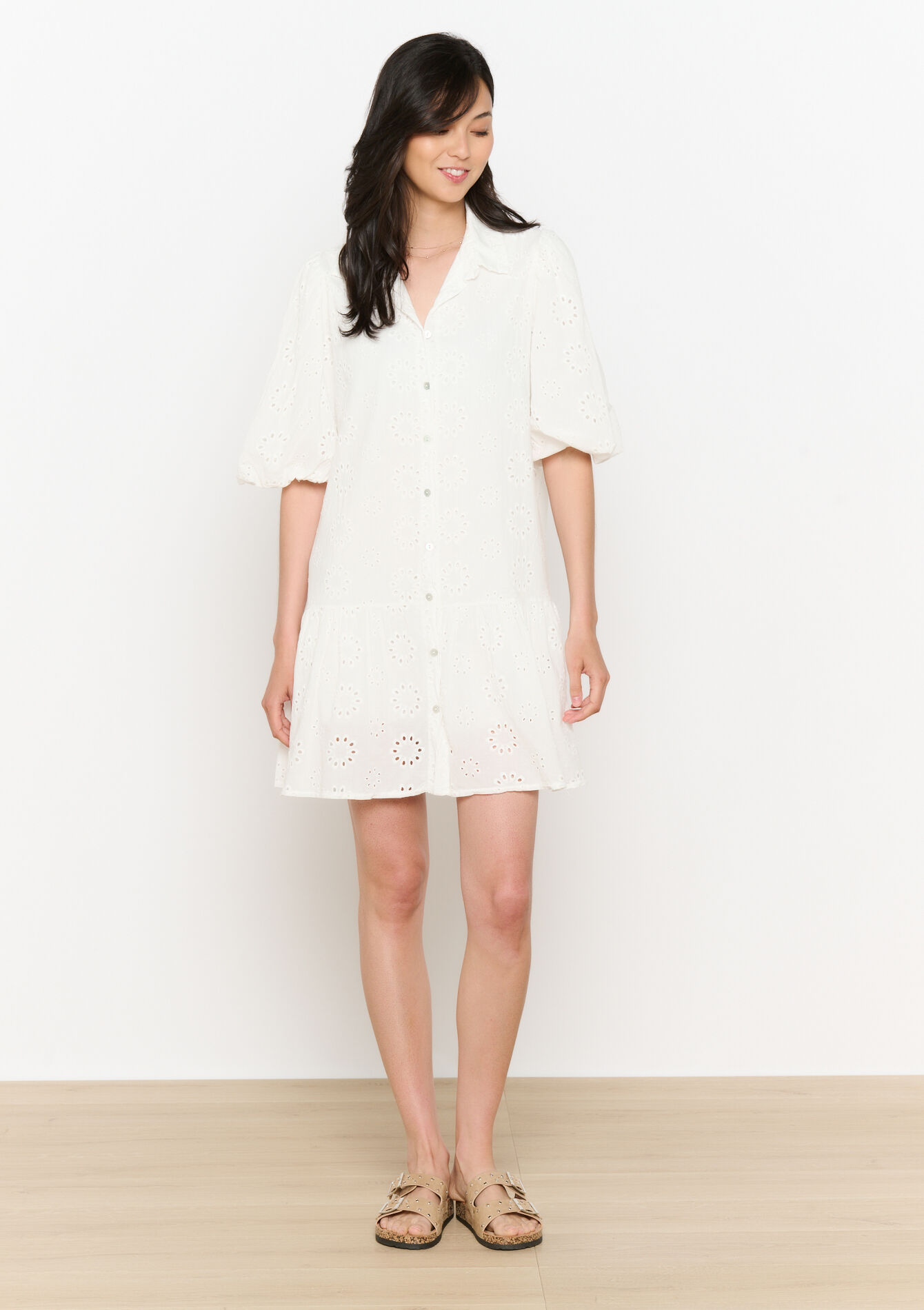 Robe chemise brodée, Robe chemise brodée - OFFWHITE - 08104122