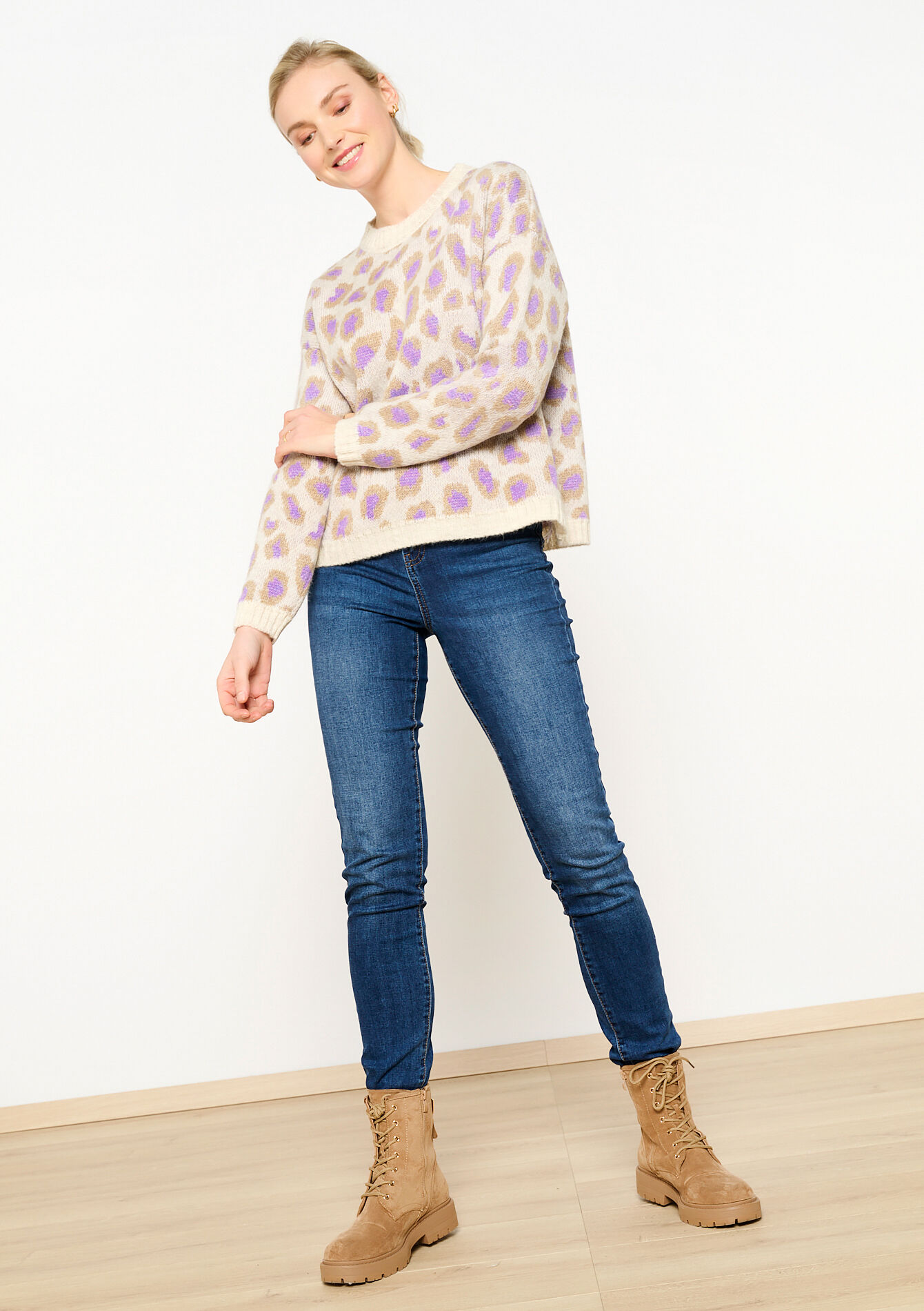 Jacquard trui met luipaardprint, Jacquard trui met luipaardprint - LILAC BRIGHT - 04006455_2578