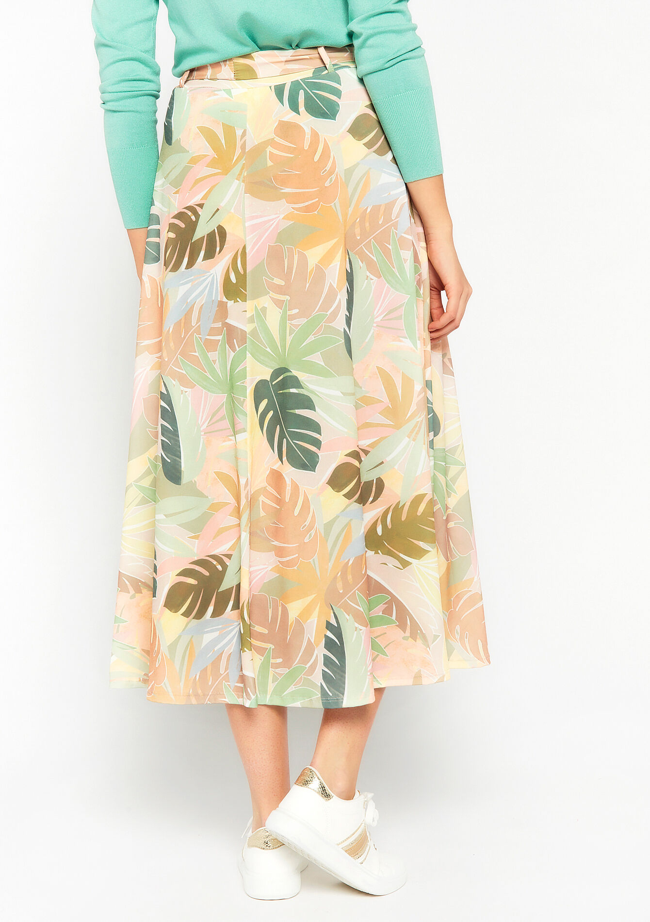 Maxi skirt with tropical print - LT BEIGE - 07101100_2527