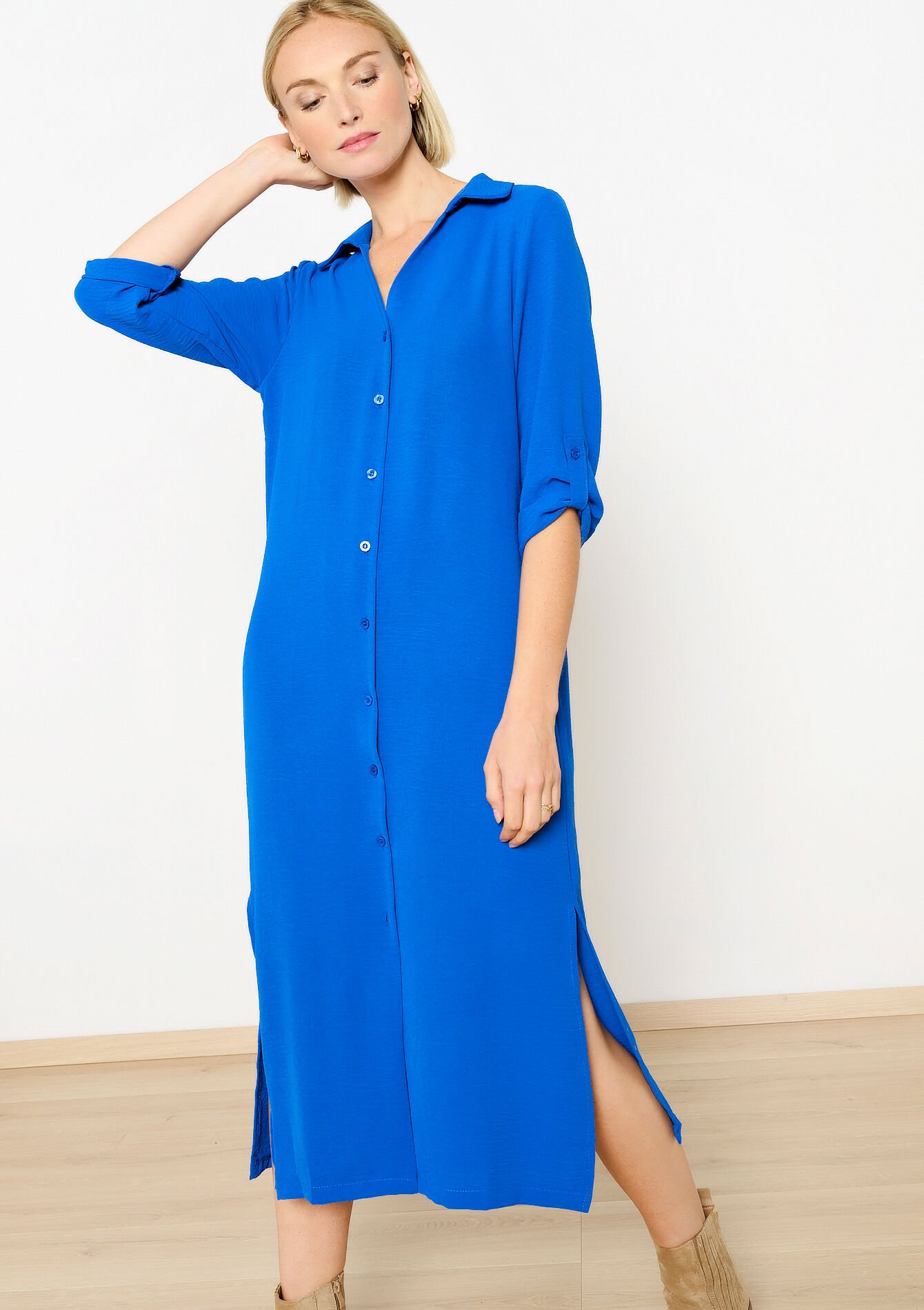 Midi shirt dress - ELECTRIC BLUE - 1119083