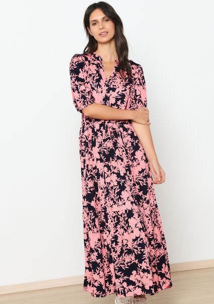 Maxi dress with floral print - NAVY BASIC - 08602201_2723