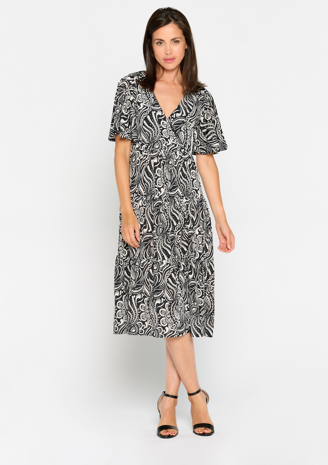 Maxi dress with print, Maxi dress with print - BLACK - 08601730_1119