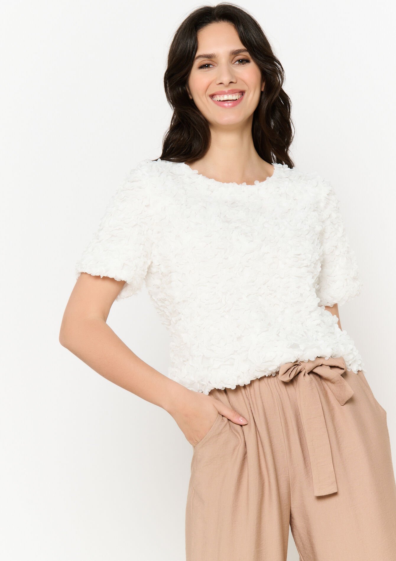 Textured floral top - OFFWHITE - 02301838