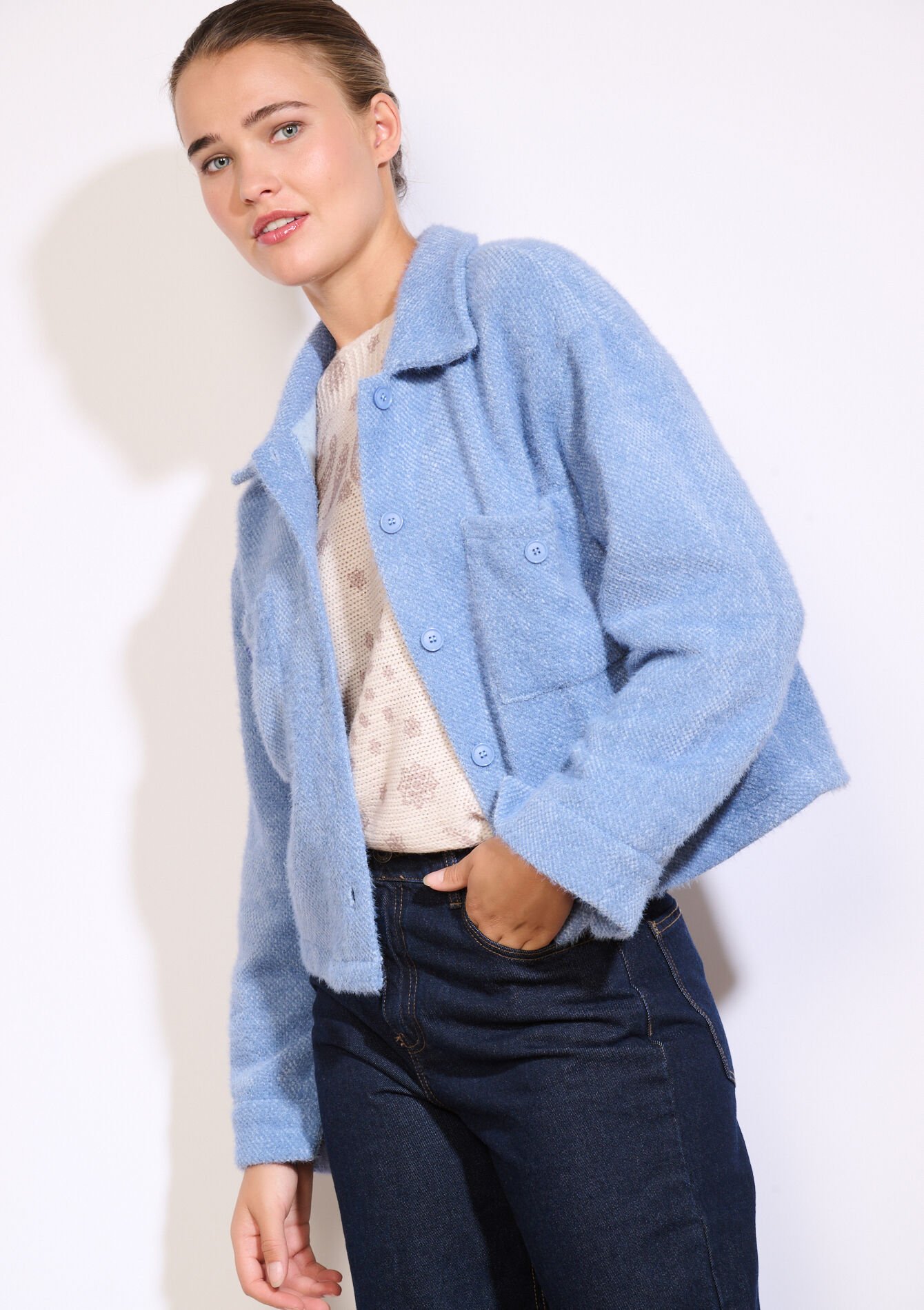 veste courte texturée, veste courte texturée, , back