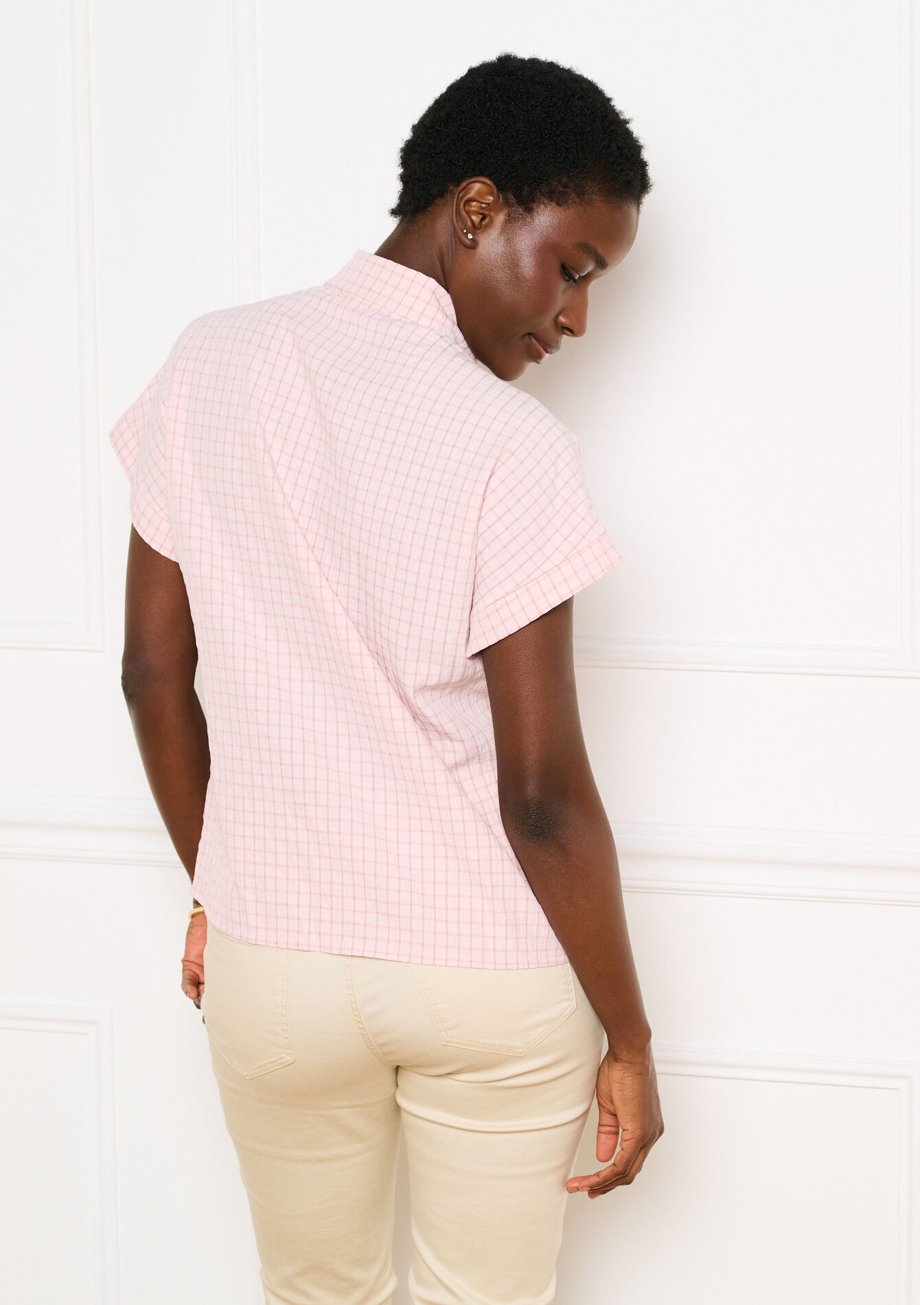 Blouse met strikhals - LIGHT PINK - 05703073_1303