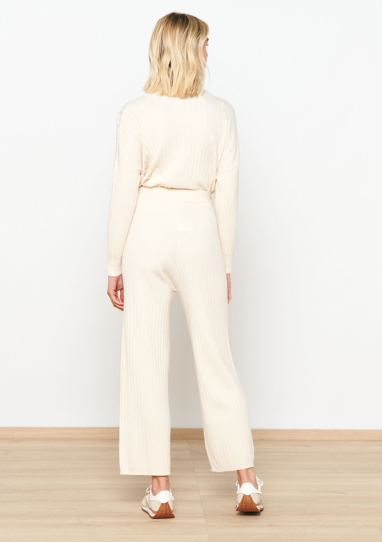Pantalon en maille côtelée - VANILLA WHITE - 15100233_1013
