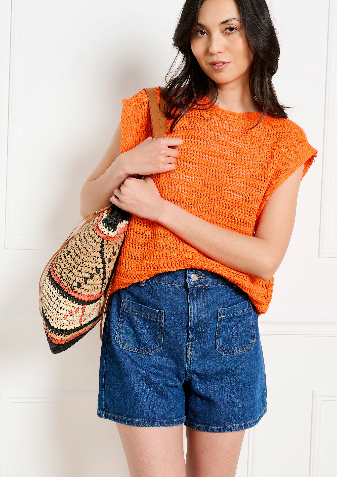 Gehaakt mouwloos topje, Gehaakt mouwloos topje - ORANGE BRIGHT - 04007305_1255