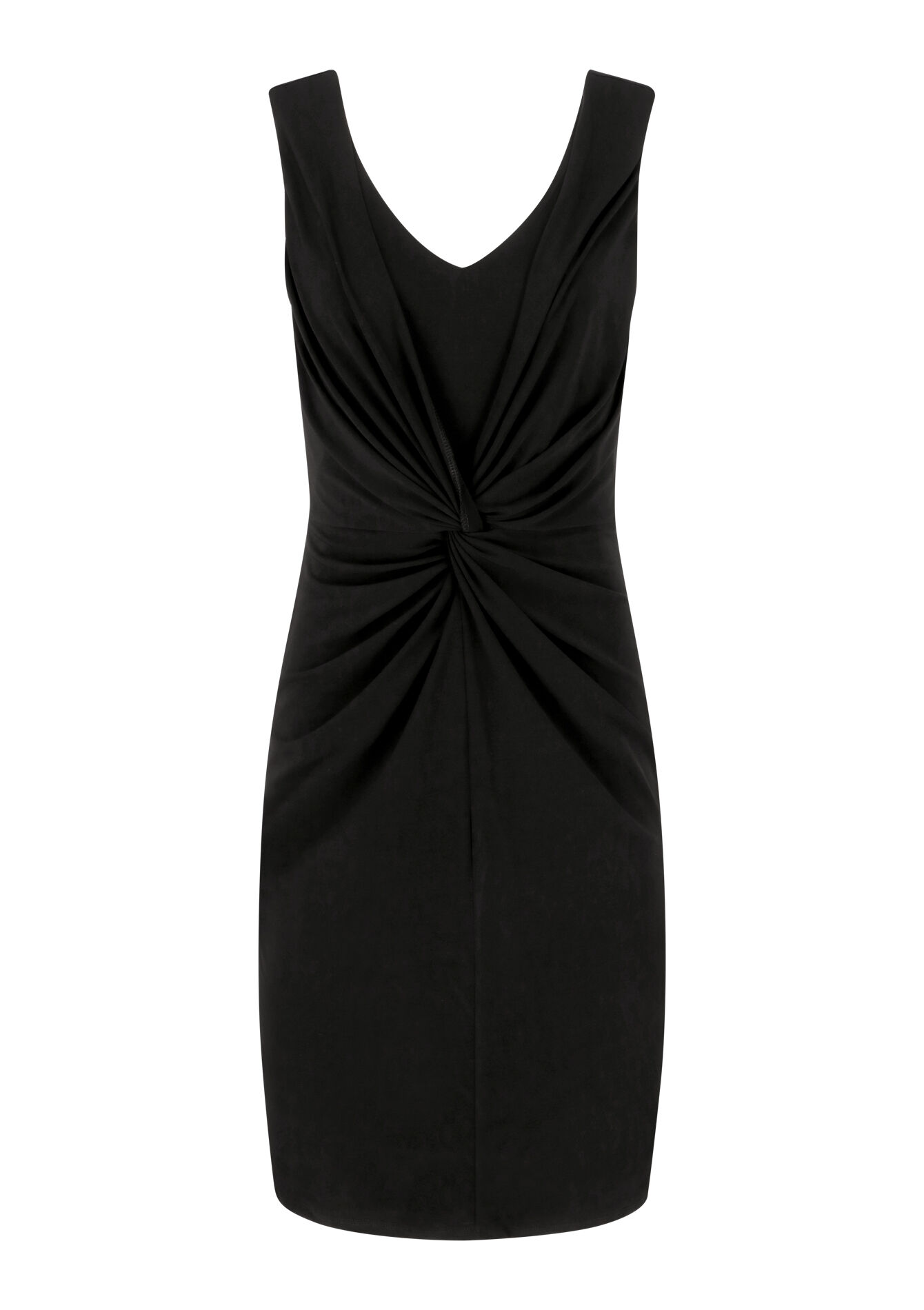 Midi dress with twisted knot, Midi dress with twisted knot - BLACK - 08103305_1119