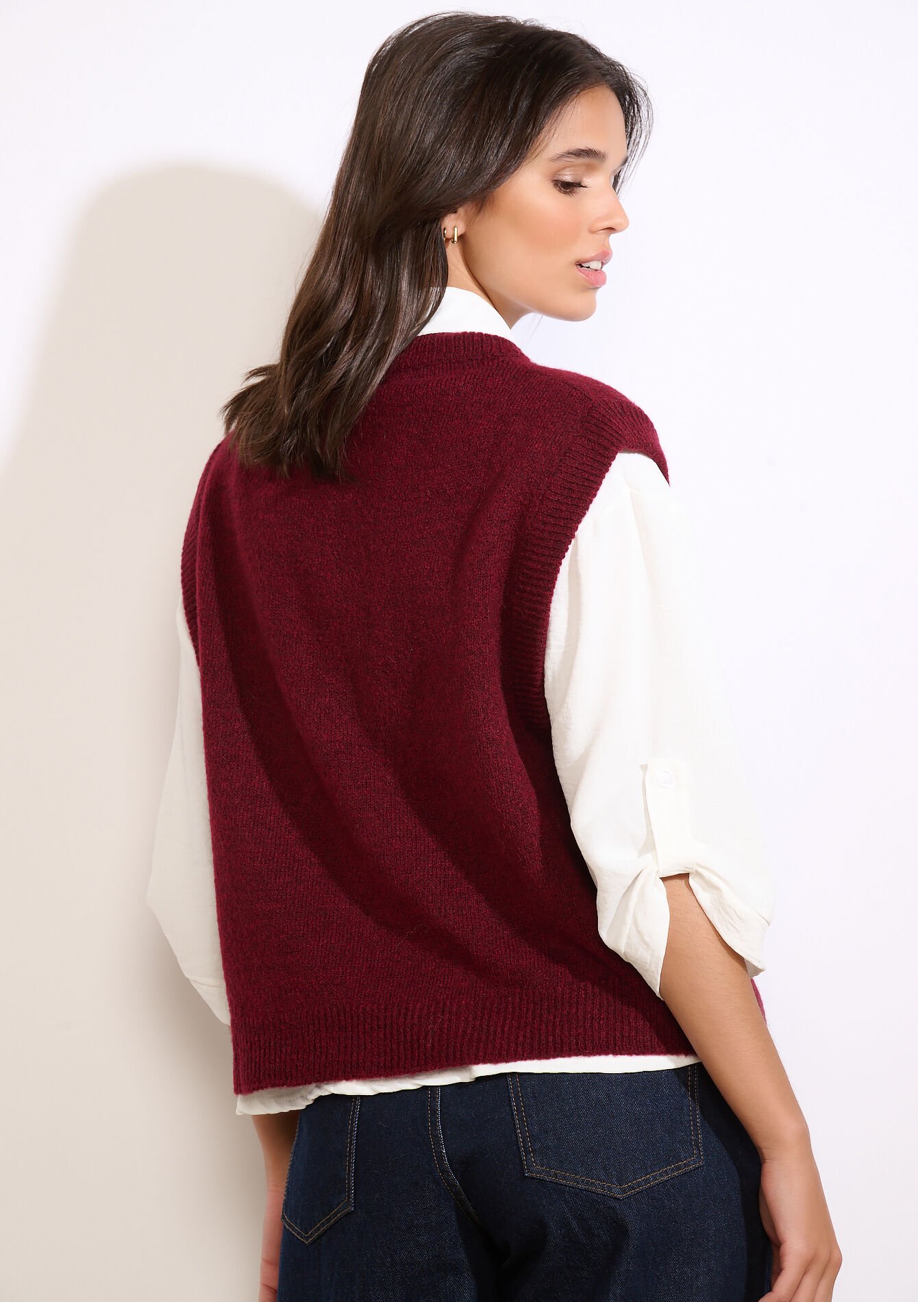 Mouwloze gebreide trui, Mouwloze gebreide trui - LT GREY - 04007086