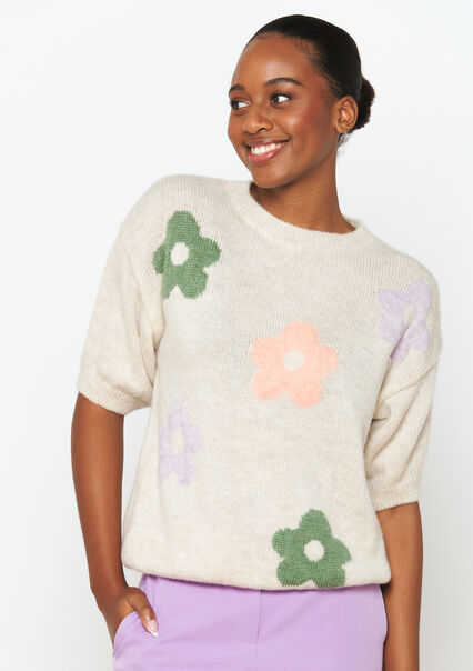 Pullover with floral pattern - BEIGE CLASSIC  - 04006476_4016