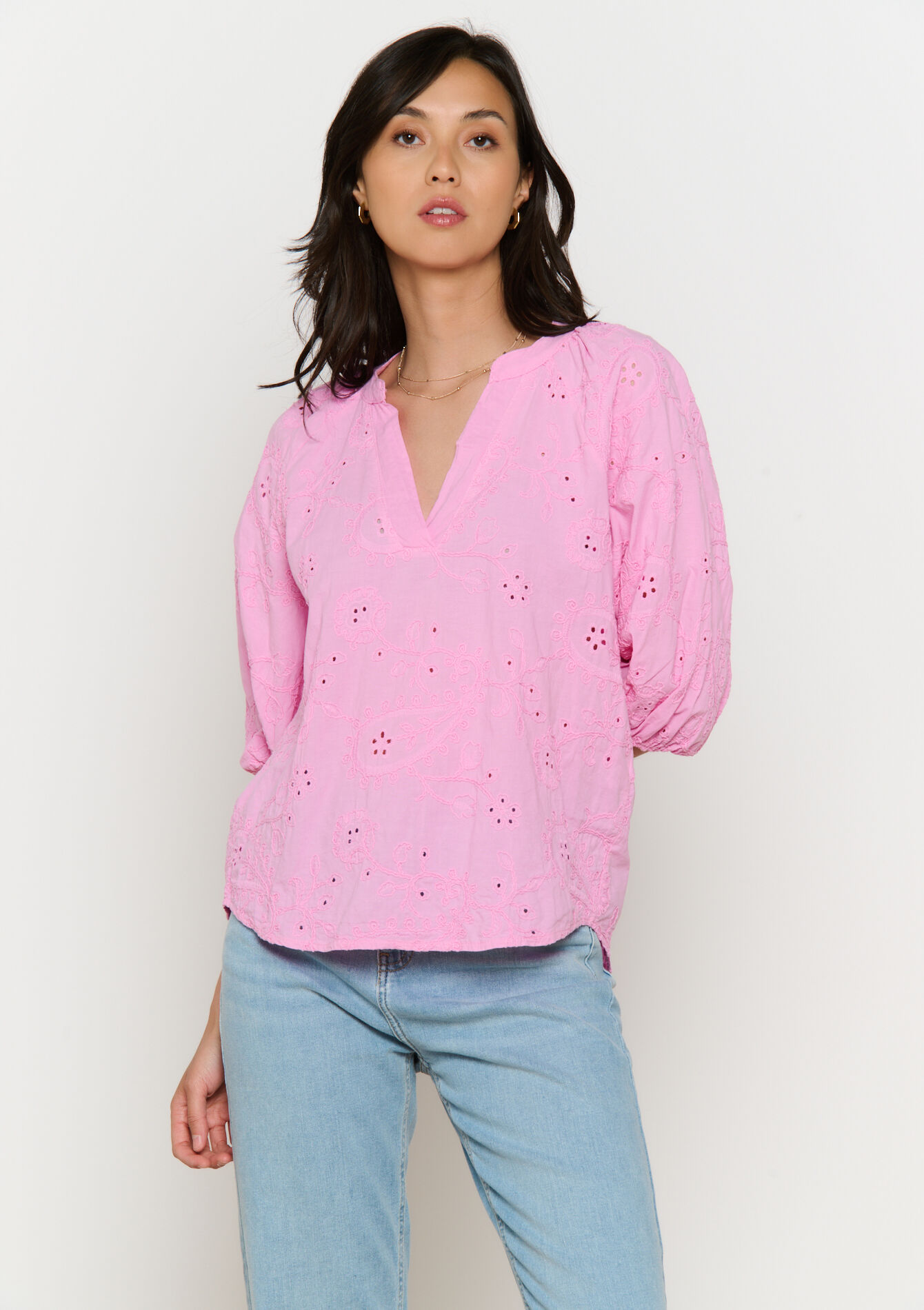Boheemse geborduurde blouse, Boheemse geborduurde blouse - PASTEL LILAC - 05702776_1493