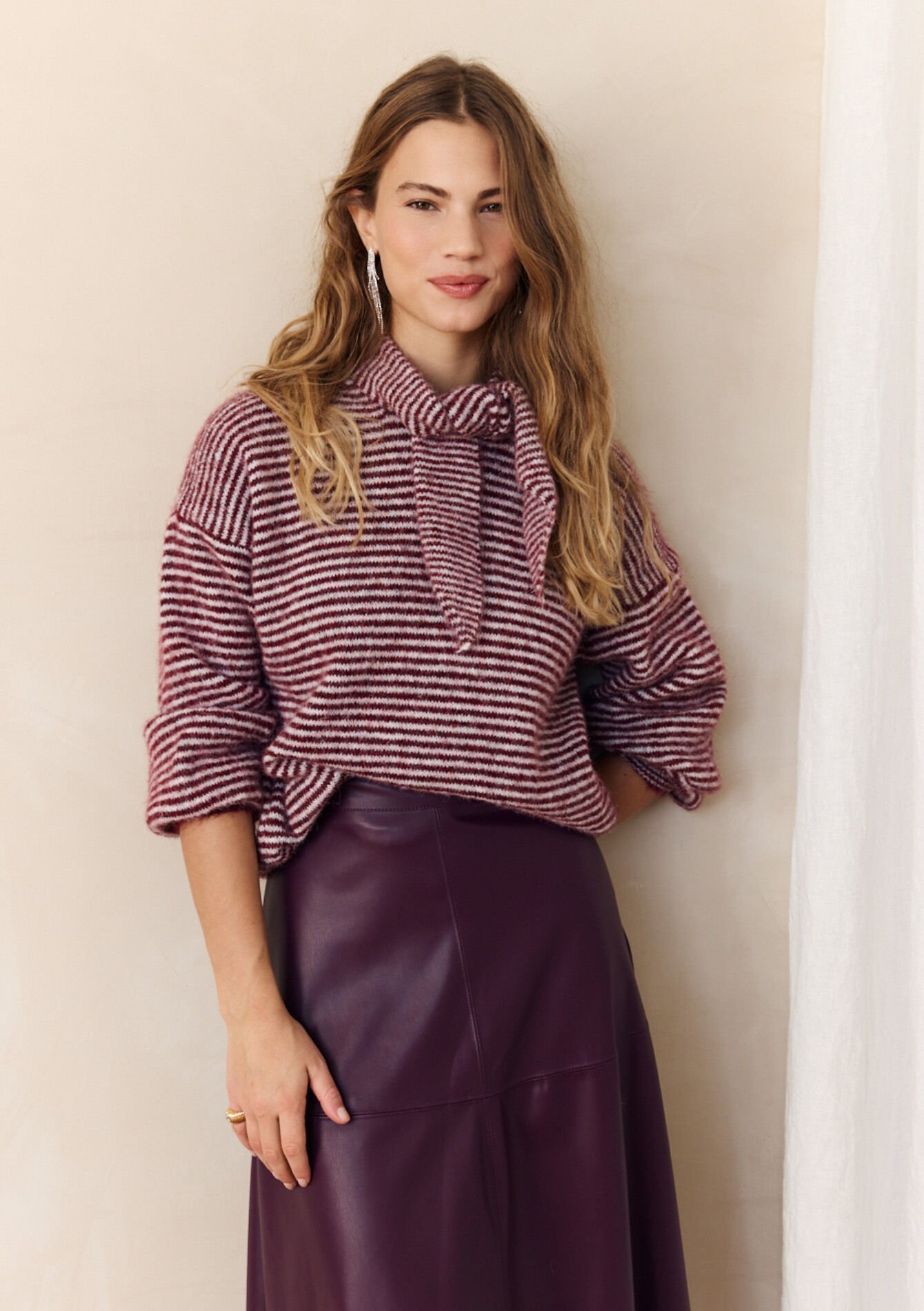 Striped jumper with tied neck, Striped jumper with tied neck, , back