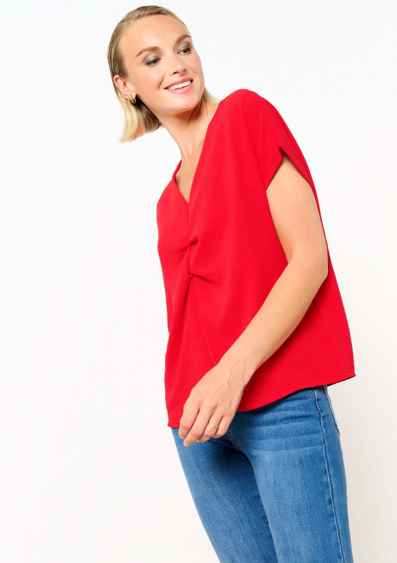 Blouse met V-hals, Blouse met V-hals - RED LOLLIPOP - 05702624_5301