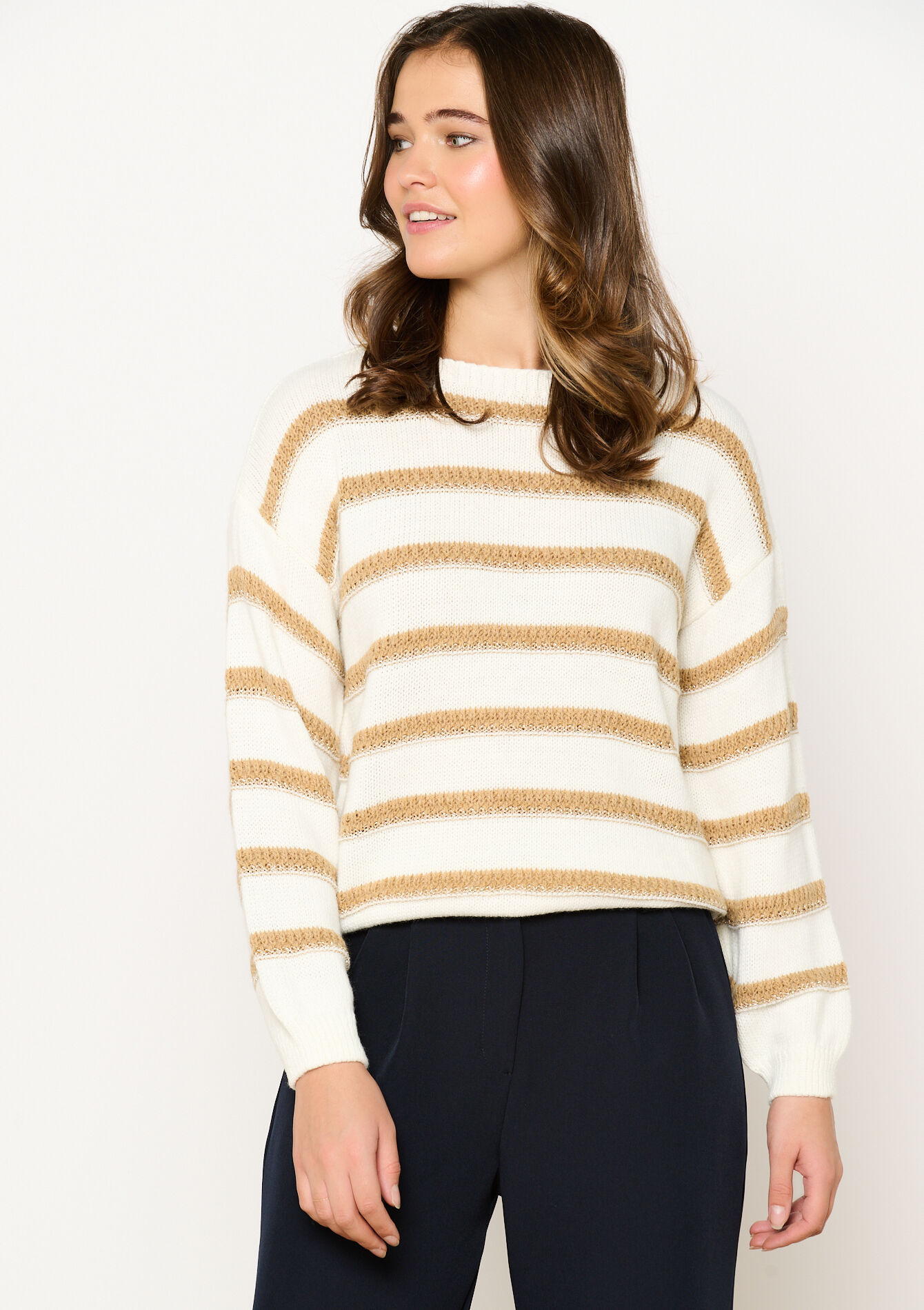 Pull à rayures à col bateau, Pull à rayures à col bateau - VANILLA WHITE - 04006774_1013