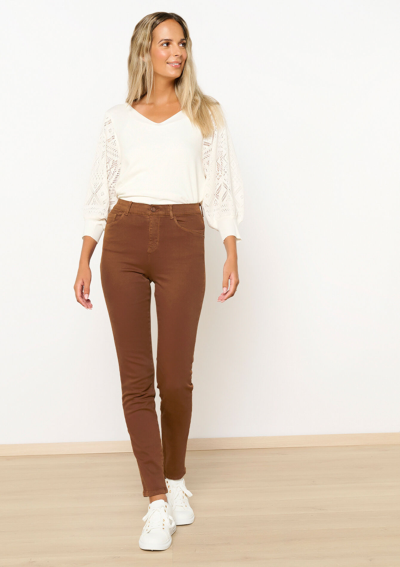 Multiple size slimfit trousers, Multiple size slimfit trousers - CAMEL CINNAMON - 06004519_3835