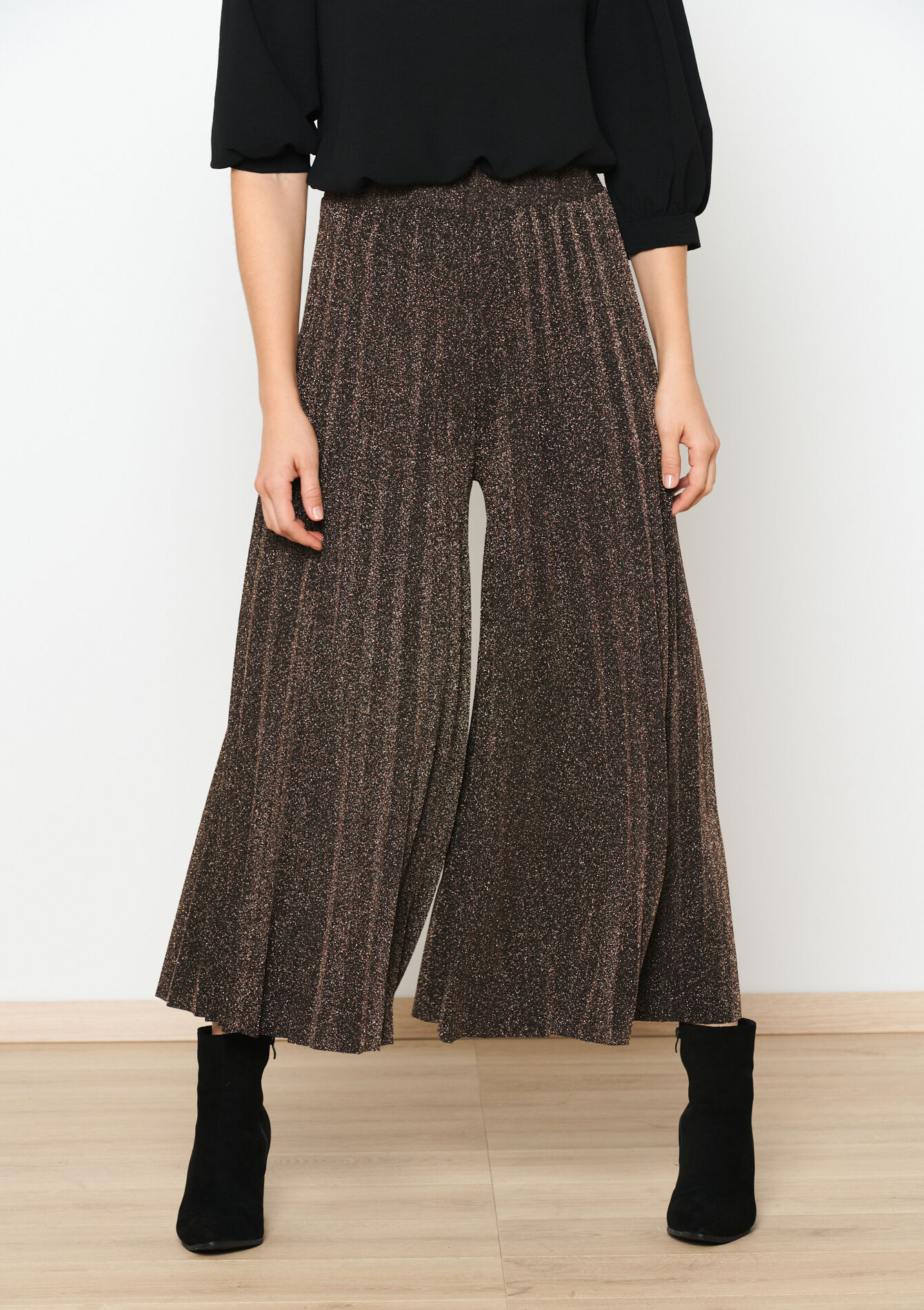 Wide pleated trousers, Wide pleated trousers - CARAMEL - 06600813_1953