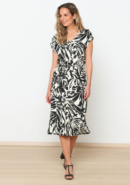 Jersey jurk met bloemenprint - BLACK - 08103614_1119