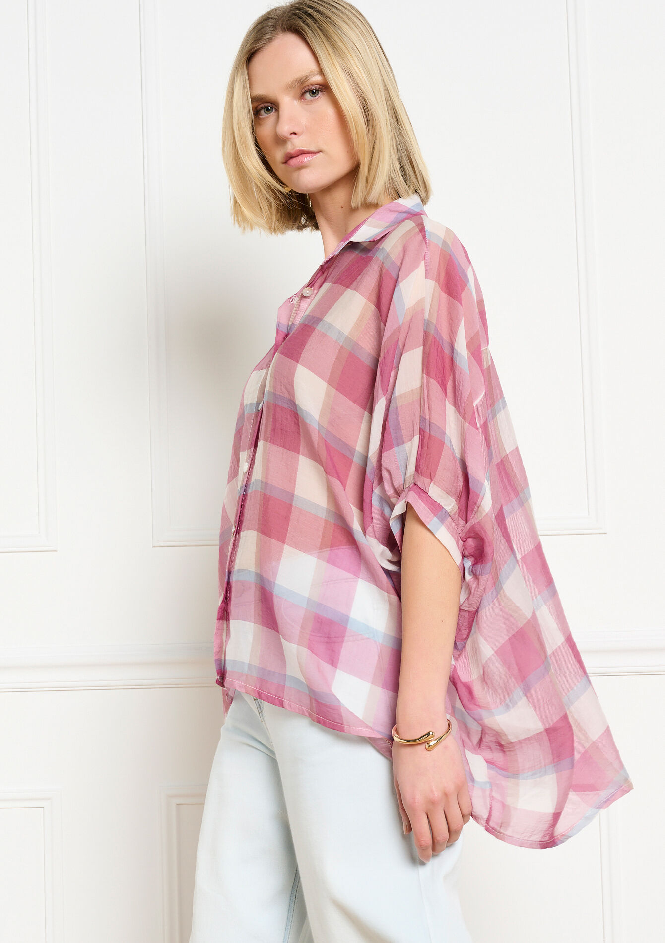 Losvallend geruit overhemd - RED FRAMBOISE - 05703074_1496