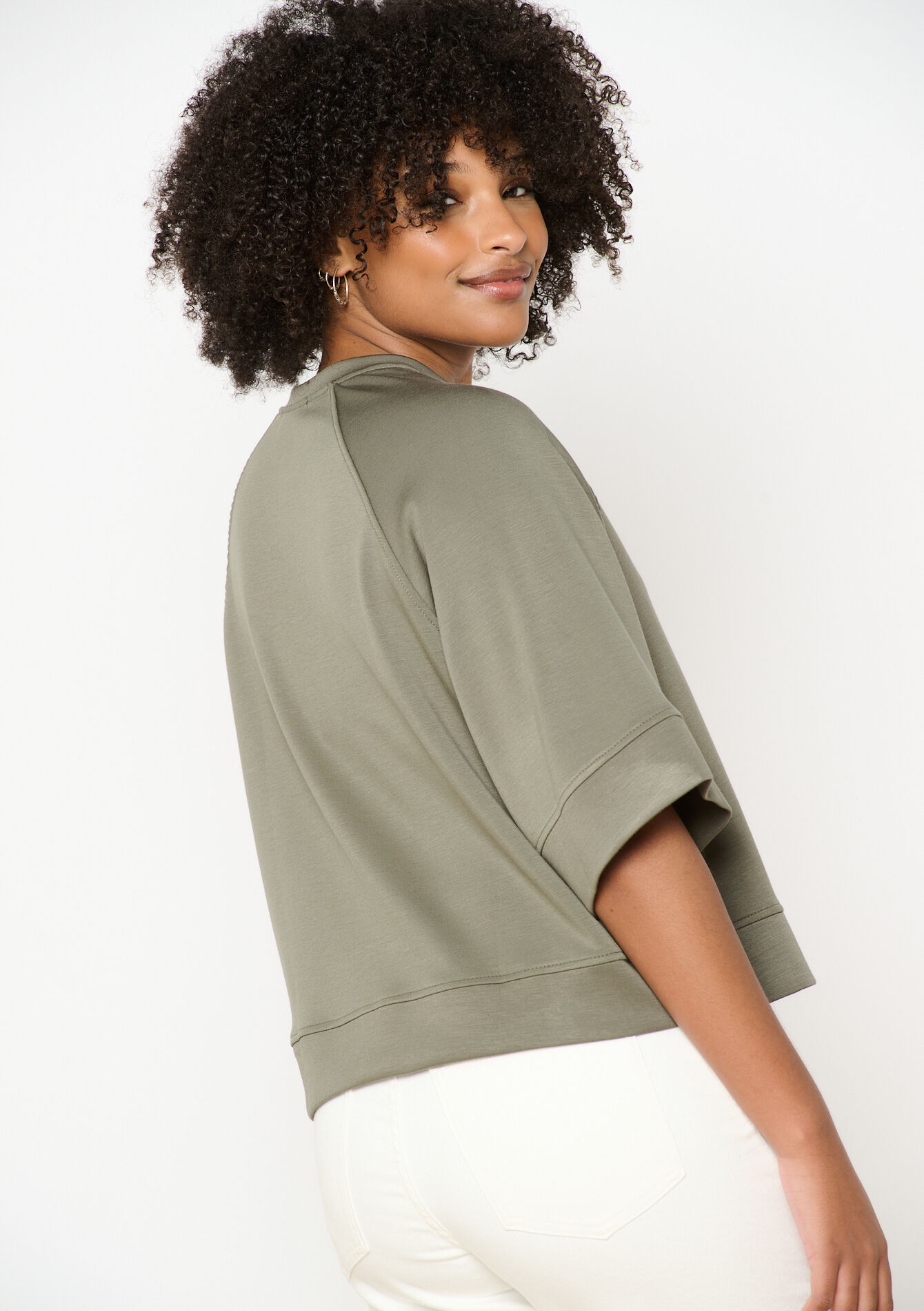 Sweat fluide manches larges, Sweat fluide manches larges - KHAKI TILLEUL - 03001777_4406