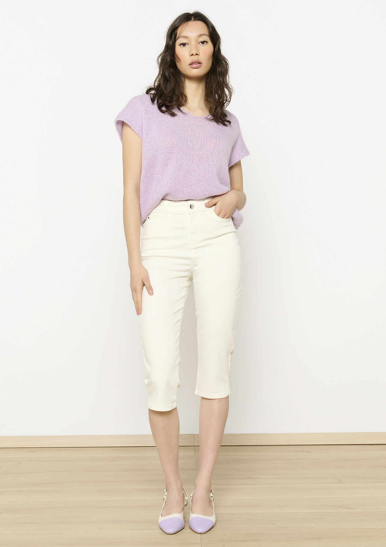 Slim fit capribroek - OFFWHITE - 06004554_1001