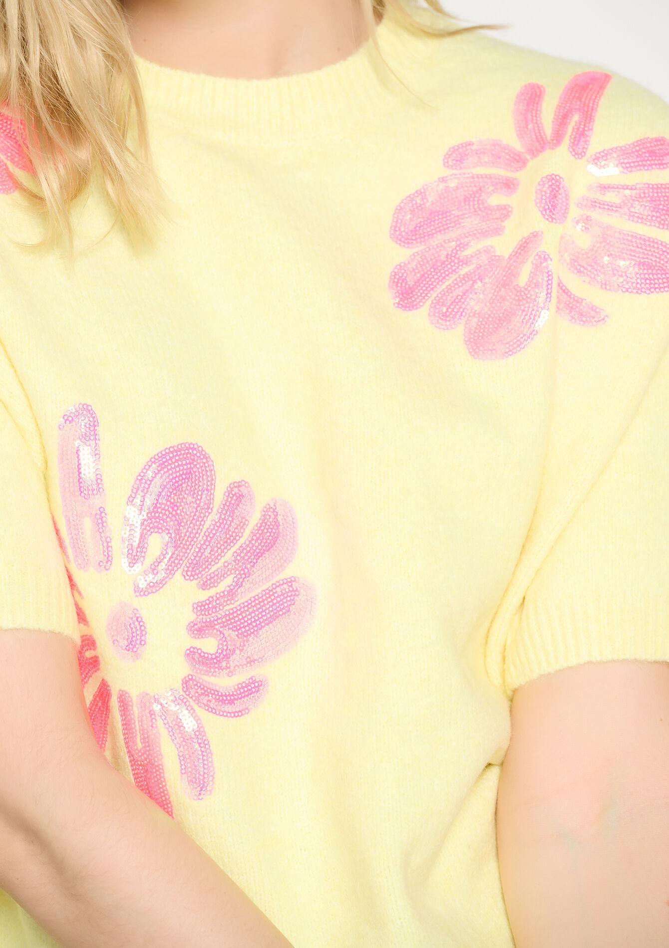 Geborduurde bloemen trui, Geborduurde bloemen trui - YELLOW PASTEL - 04006843_5004