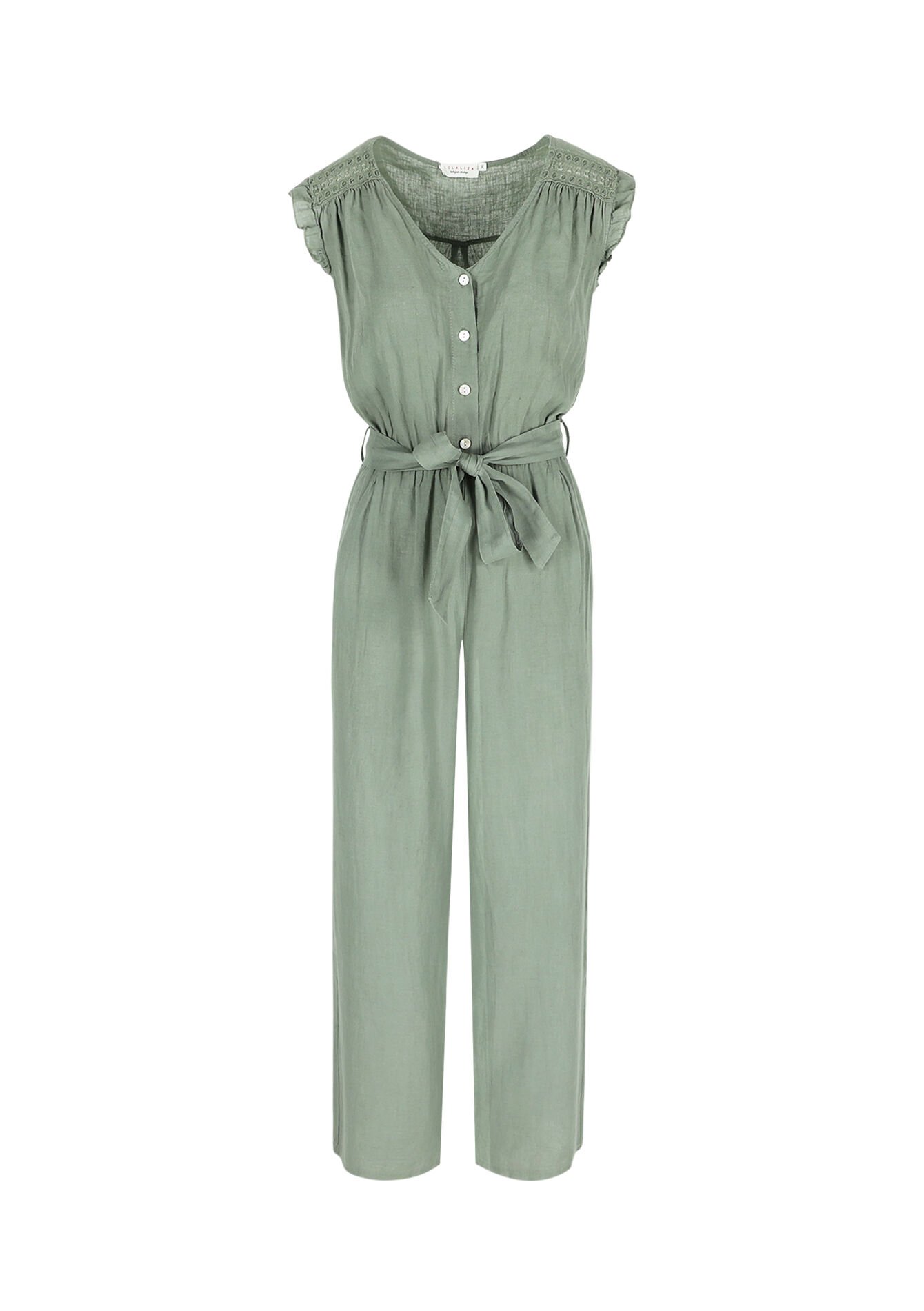Fluid buttoned jumpsuit, Fluid buttoned jumpsuit - KHAKI FADED - 06004625_4326