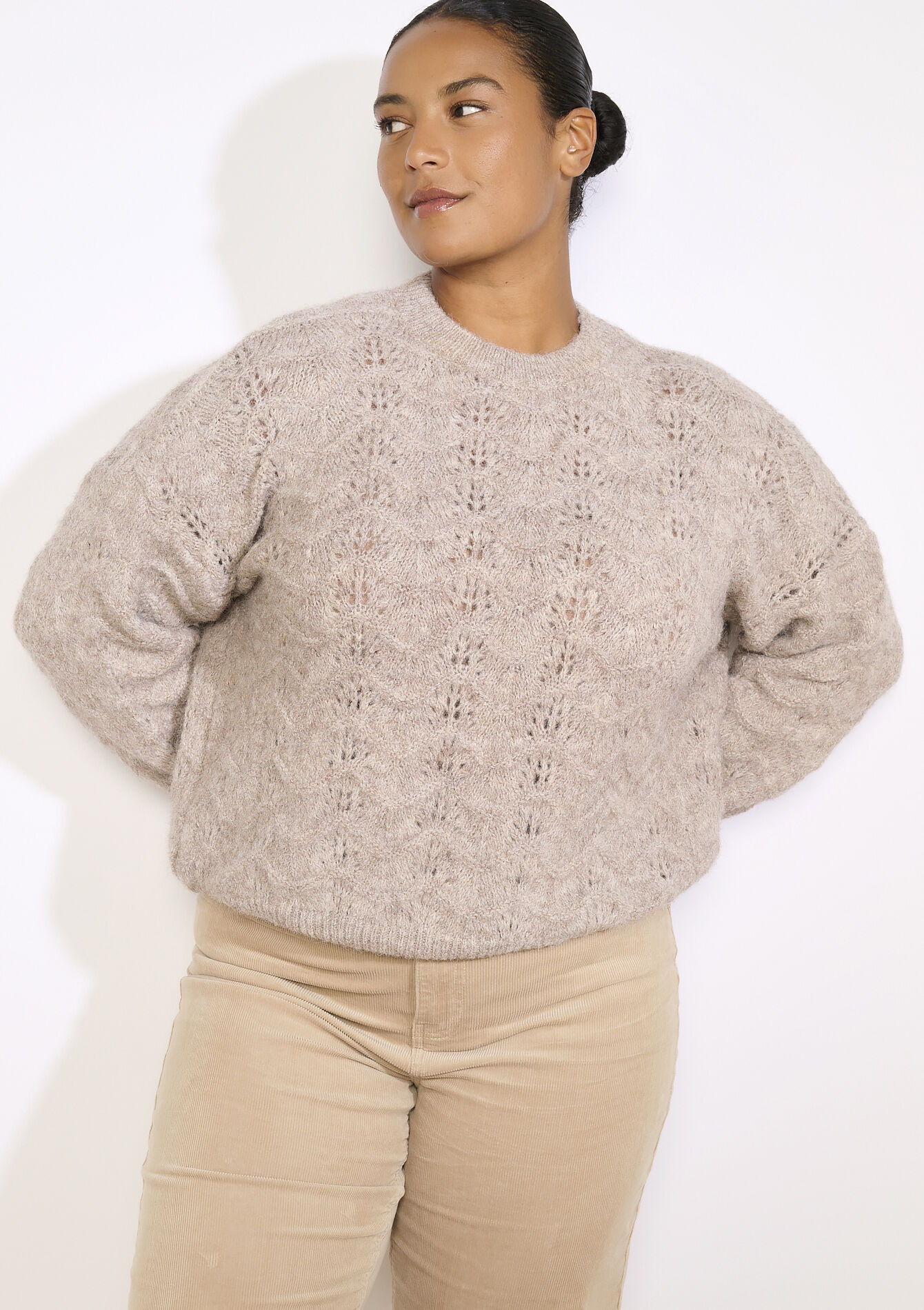 Zachte trui met textuur, Zachte trui met textuur - TAUPE - 04007095_1021