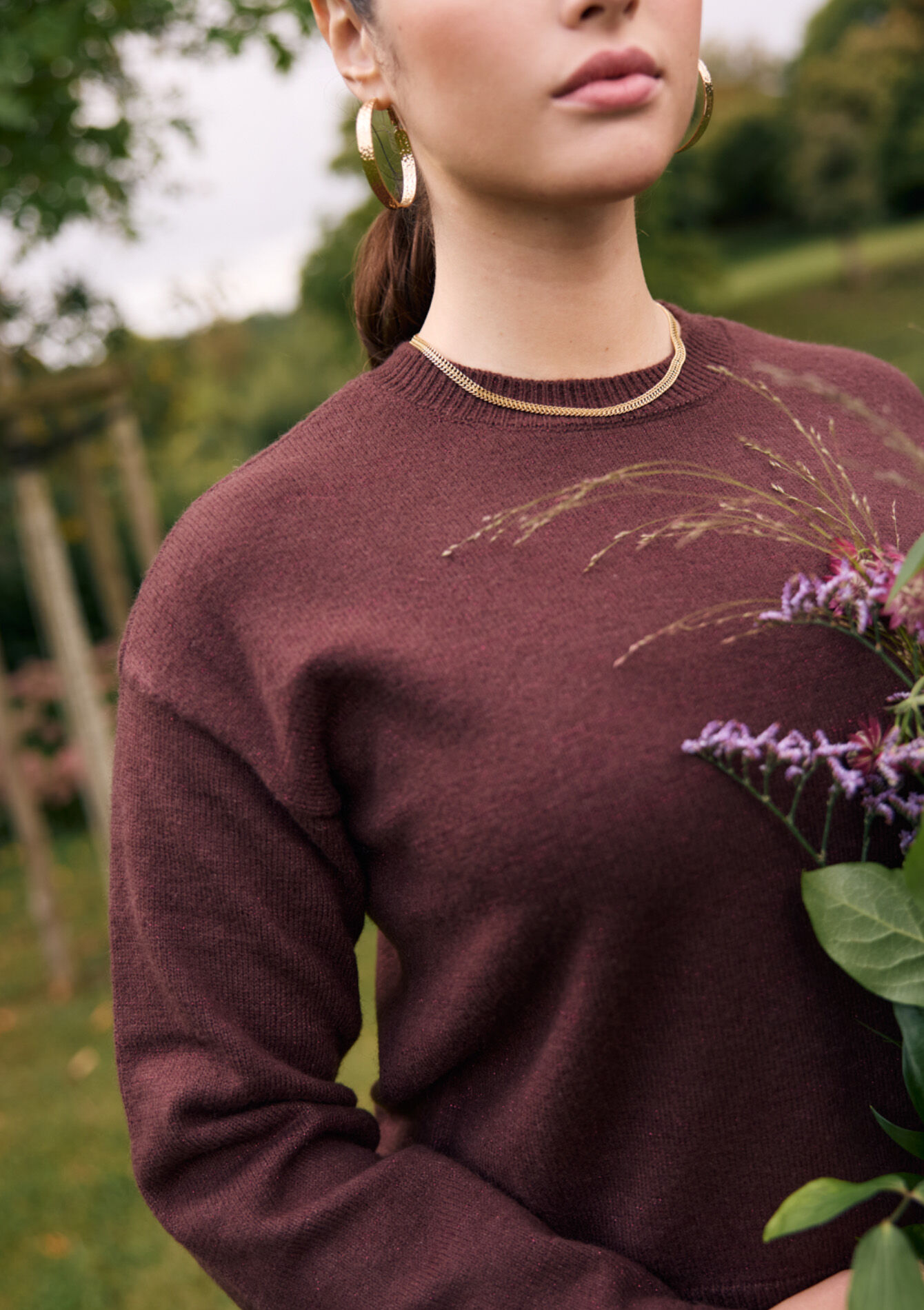 Sparkly round-neck jumper, Sparkly round-neck jumper - BROWN DARK CHOCOLATE - 04006939_3720