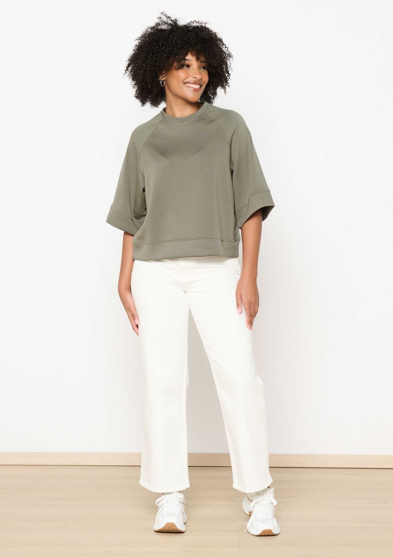 Sweat fluide manches larges, Sweat fluide manches larges - KHAKI TILLEUL - 03001777_4406