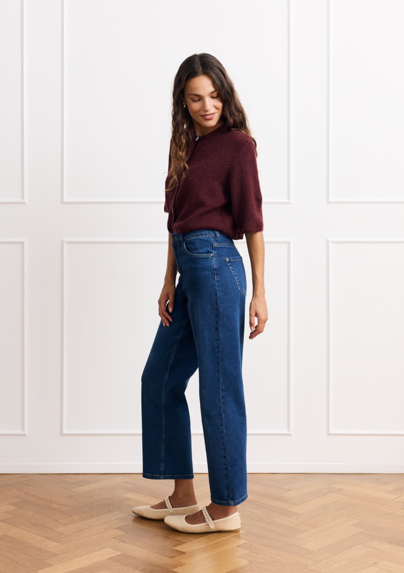 High waist wide leg jeans, High waist wide leg jeans - DARK BLUE - 22000590_0501