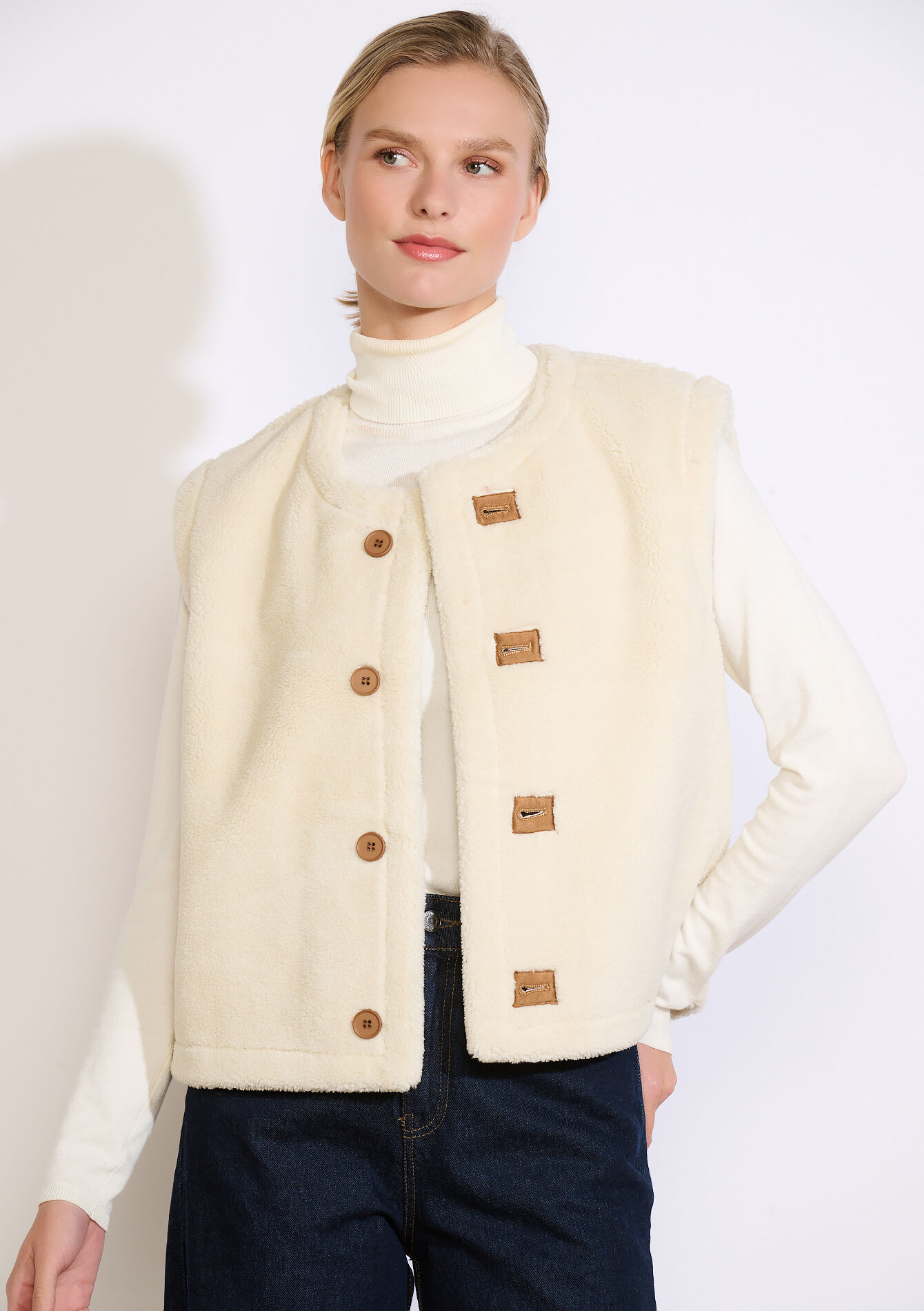 Omkeerbare gevoerde vest, Omkeerbare gevoerde vest - CAMEL BEIGE - 09001470_1132