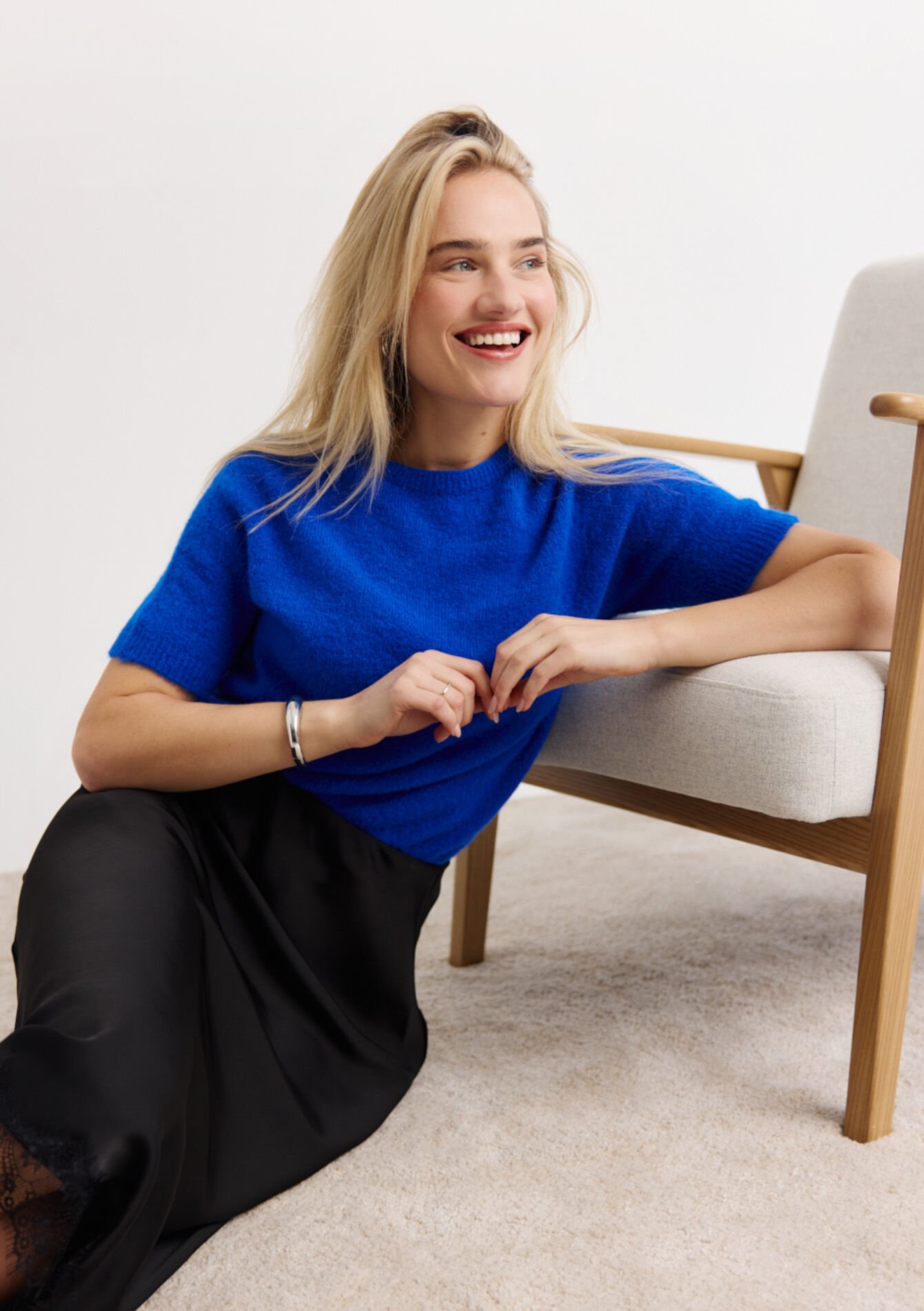 Gebreide trui met korte mouw, , back