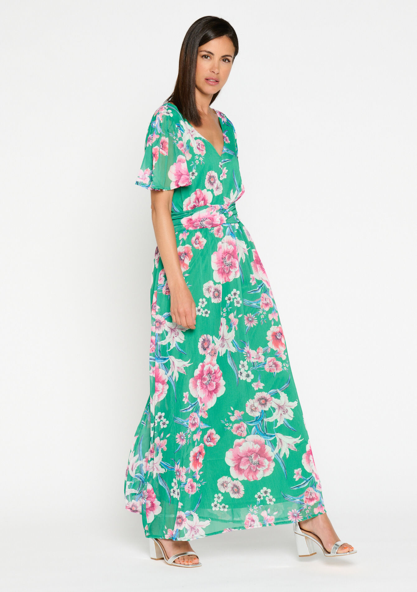 Maxi-jurk met bloemenprint, Maxi-jurk met bloemenprint - GREEN APPLE - 08602026_1783