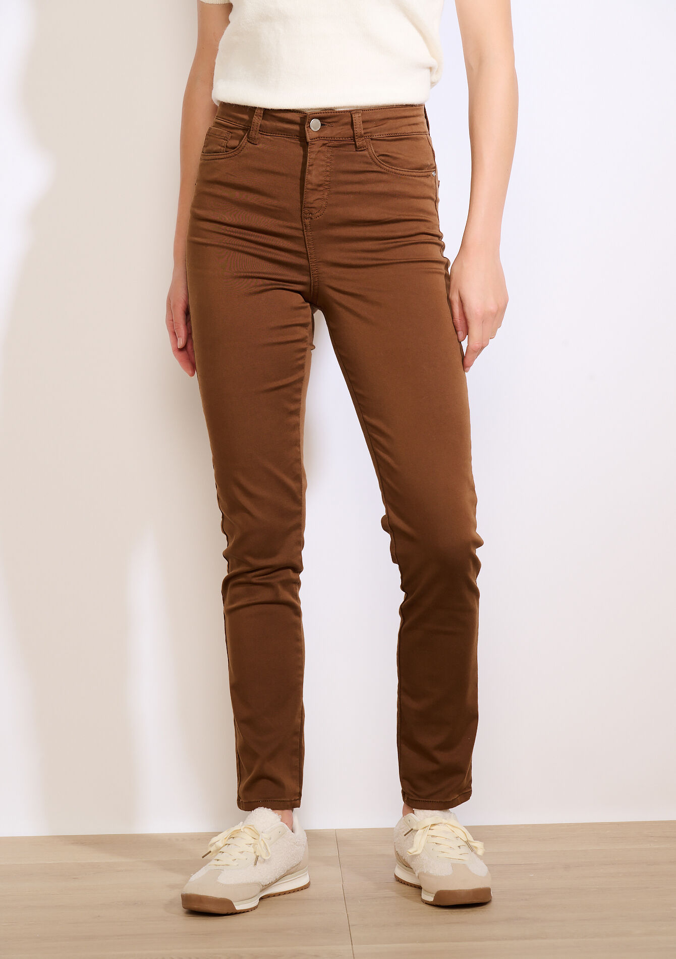 High waist slim trousers, High waist slim trousers - CAMEL CINNAMON - 06004578_3835