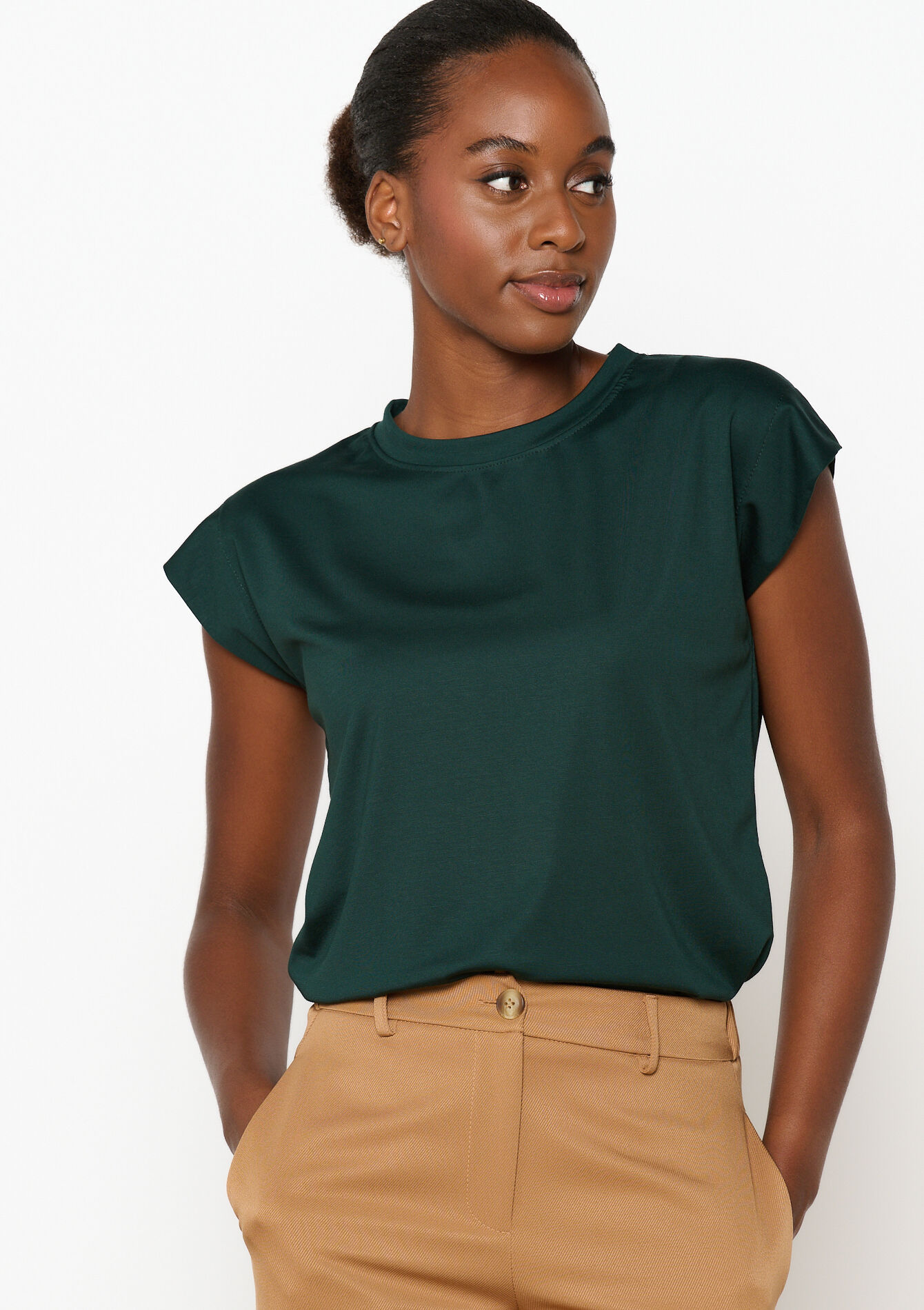 Short-sleeved T-shirt, Short-sleeved T-shirt - BOTTLE GREEN - 02301683_1778