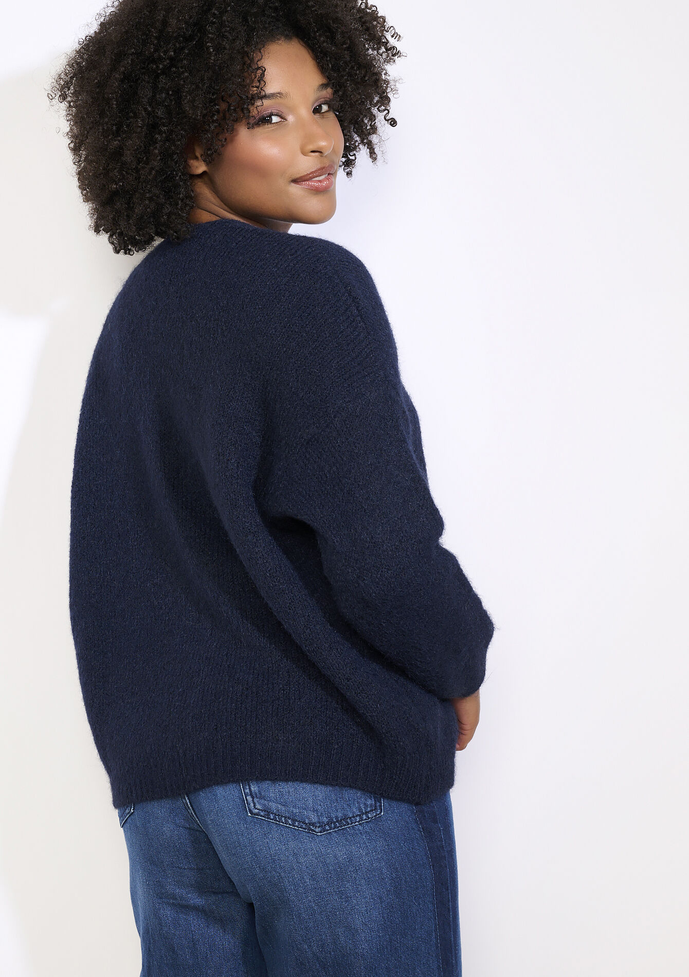 Open knit cardigan - NAVY BASIC - 04101387_2723