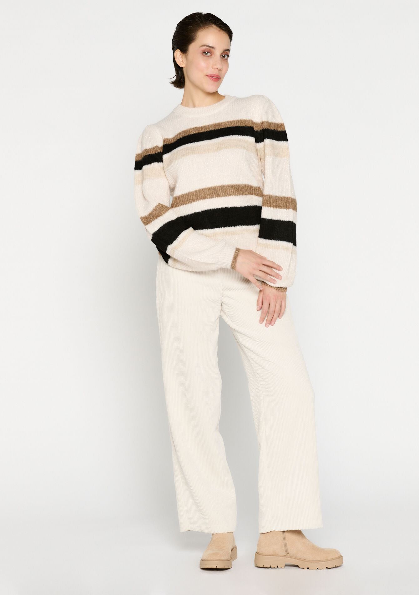 Striped pullover - ECRU PEACH - 04006155_2564